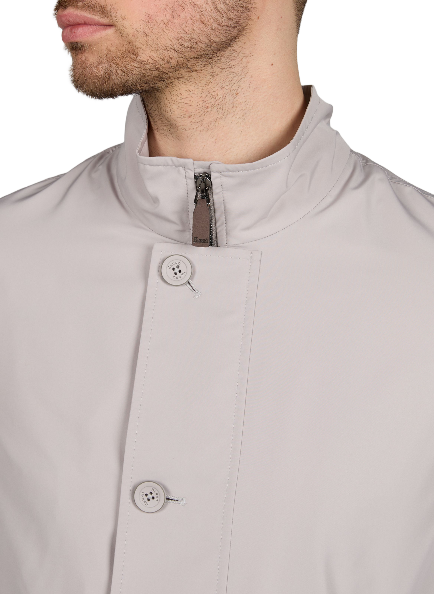 Solid high-neck raincoat HERNO Grey