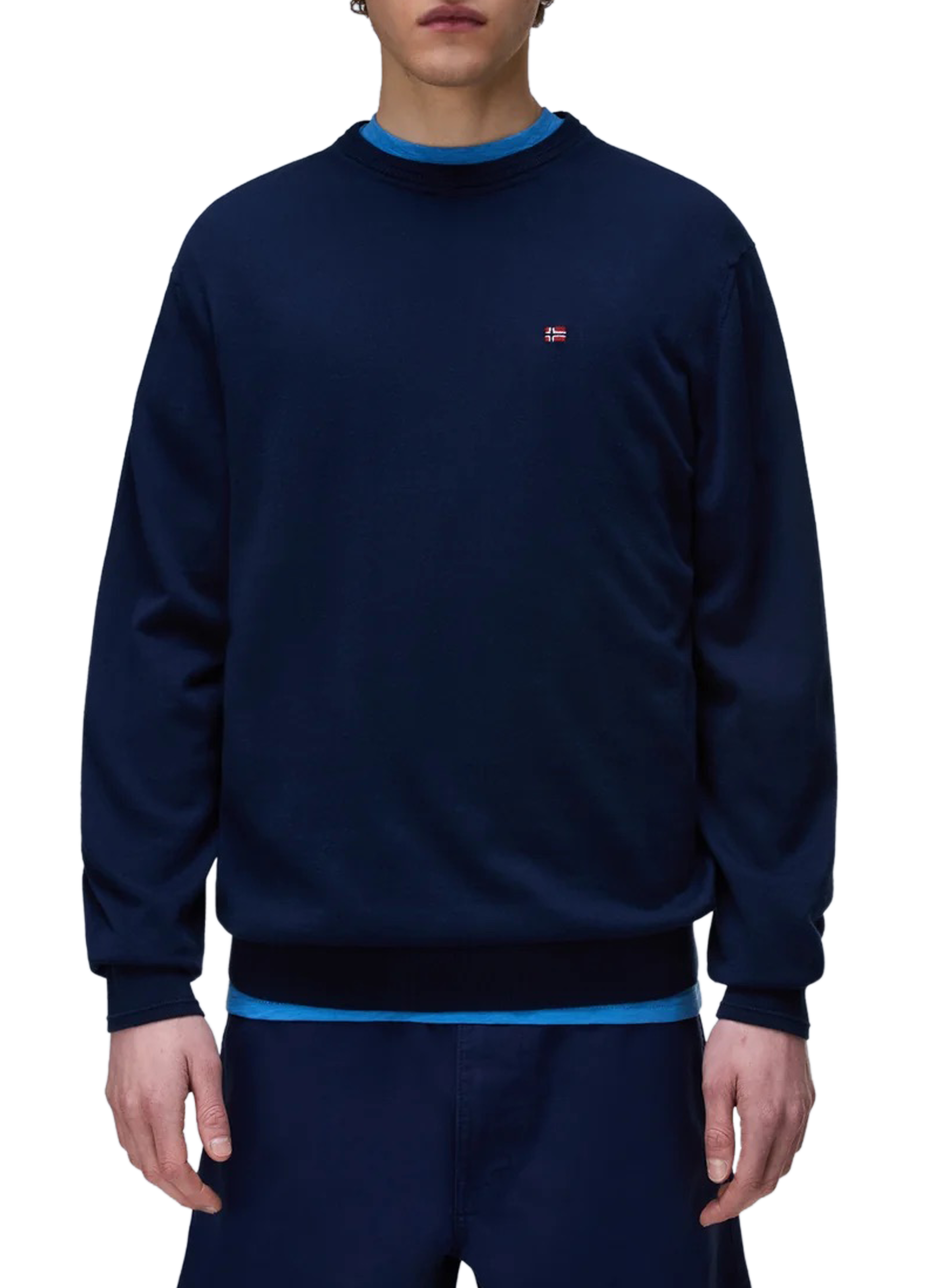 Pull droit Decatur 2.0 à logo brodé en coton NAPAPIJRI Bleu