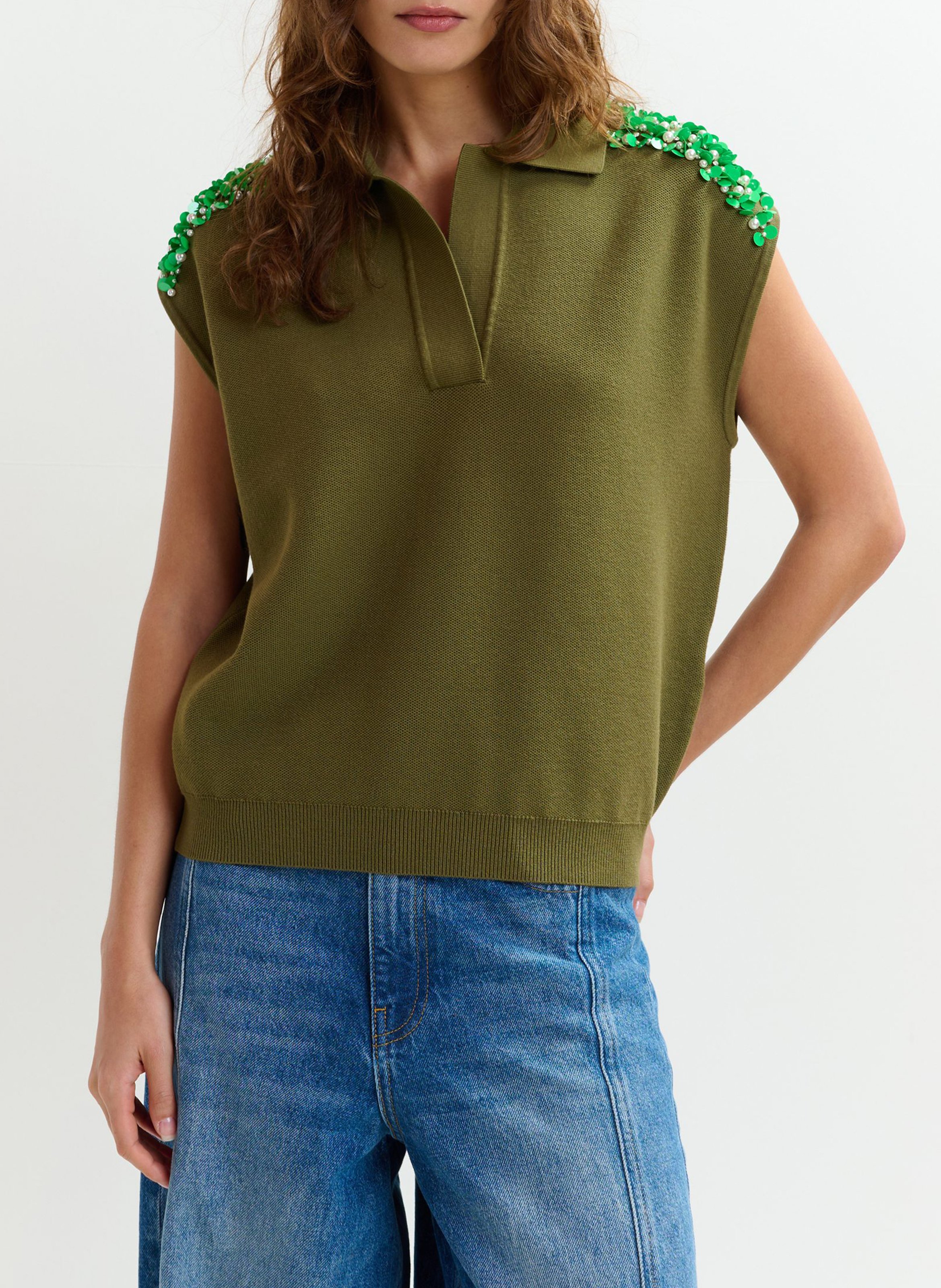 Top col polo joline ESSENTIEL ANTWERP Vert