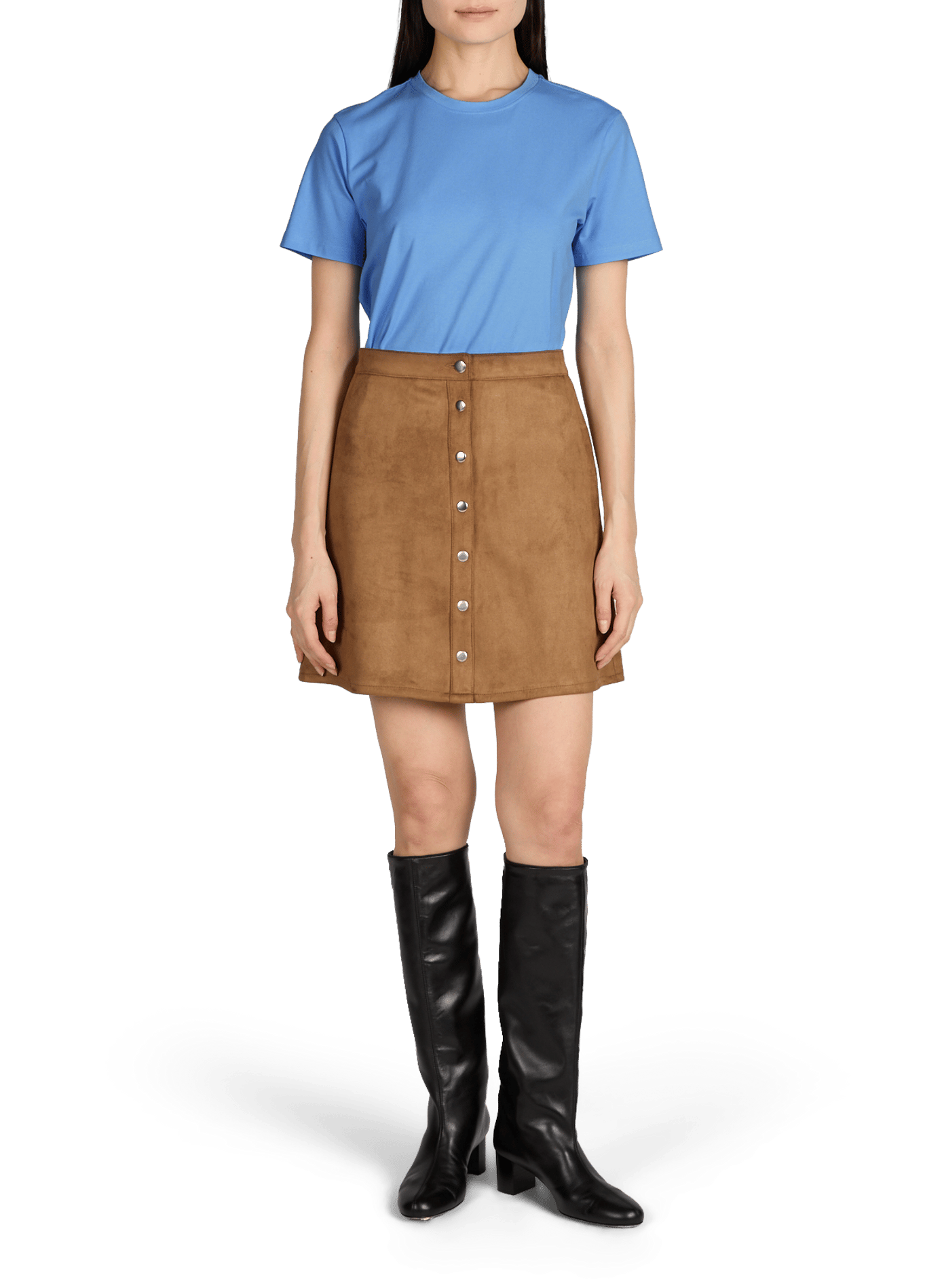 Jupe coupe trapèze suede VILA Brown