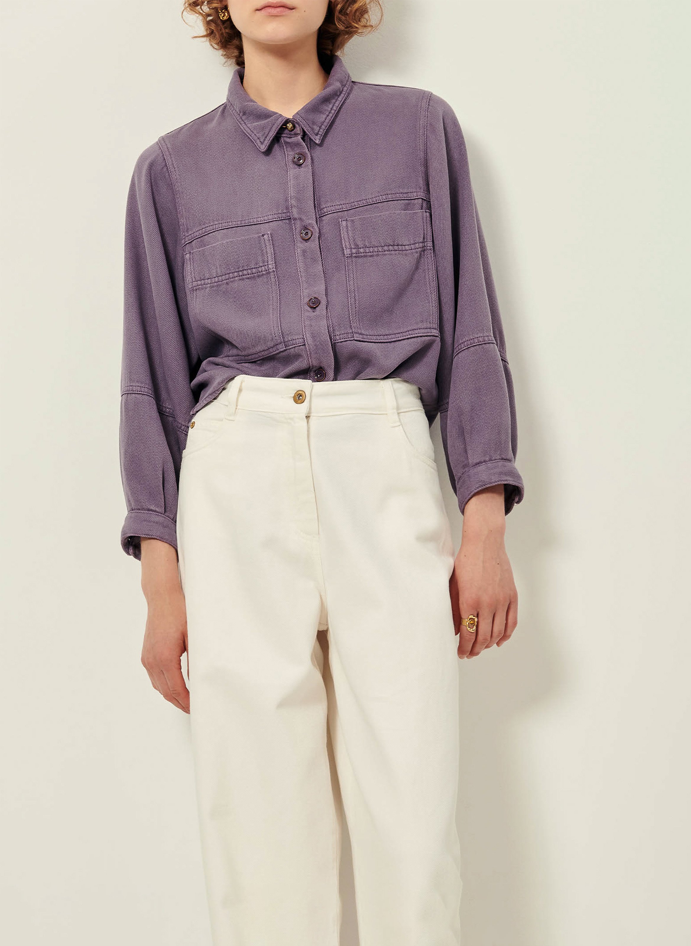 Veste col classique en jean leone SESSUN Violet