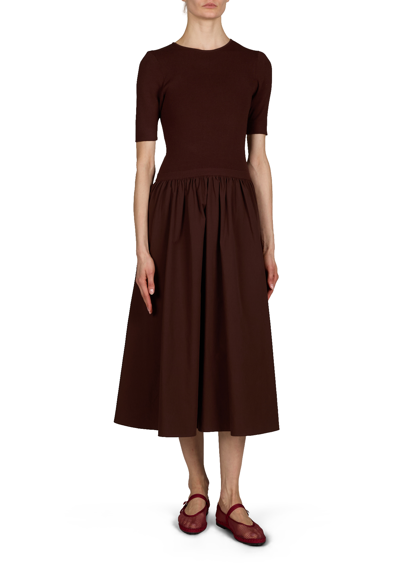 Robe longue bi-matière PETITE MENDIGOTE Marron