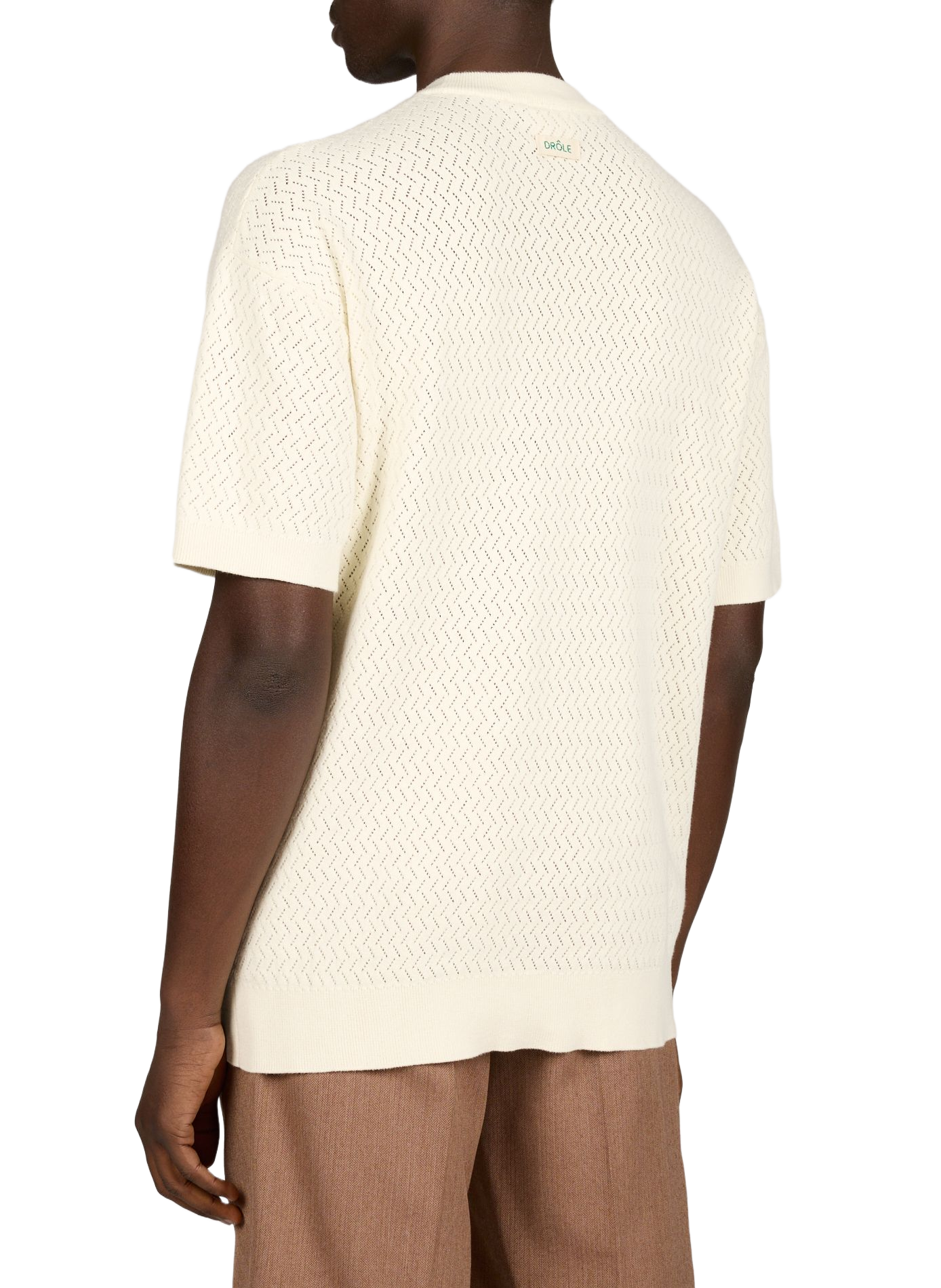 T-shirt mailles col rond en coton DROLE DE MONSIEUR Beige