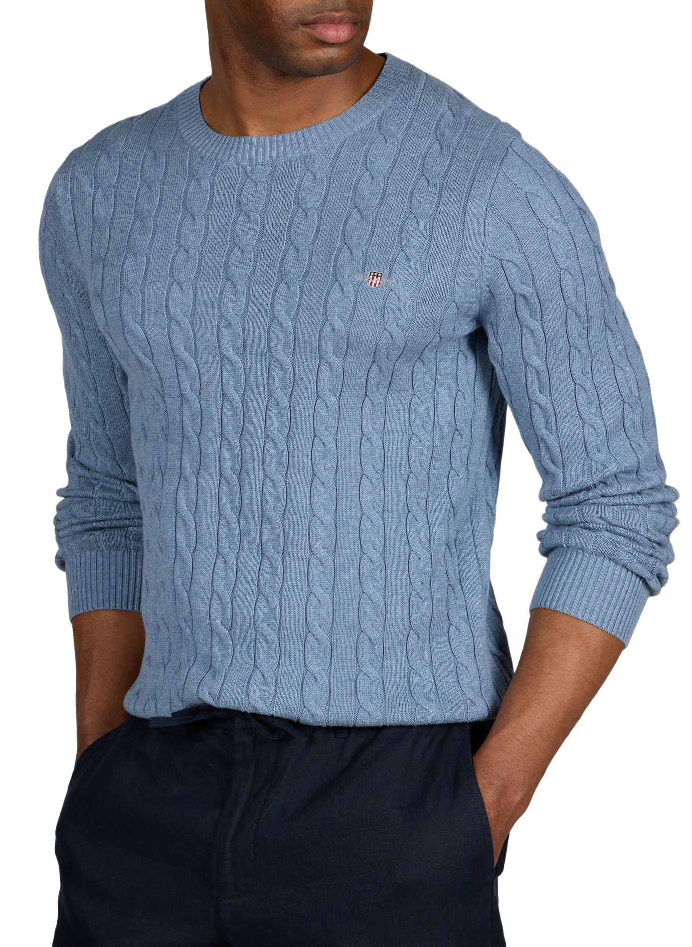 Pull en maille torsadée en coton GANT Bleu