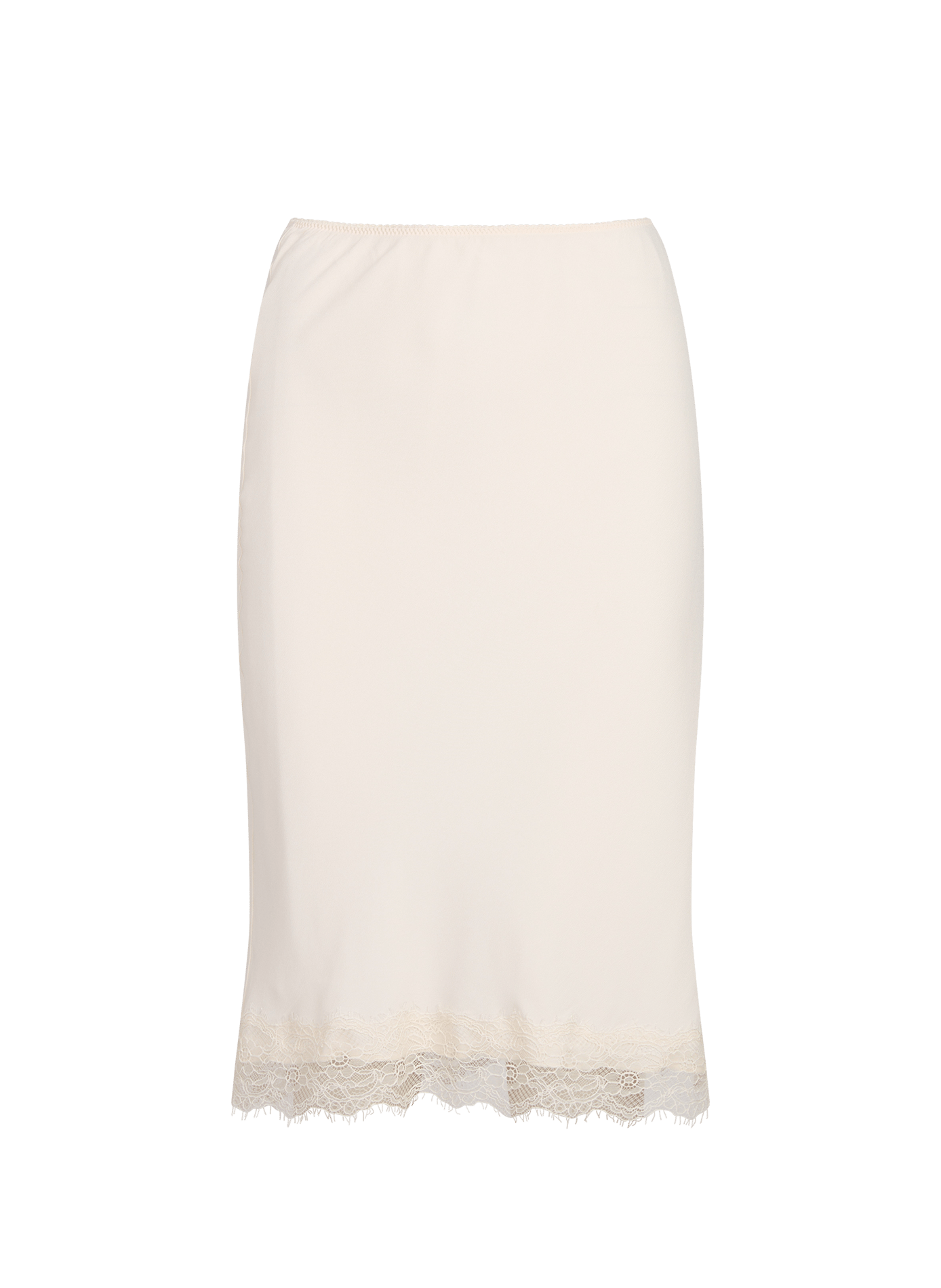 Satin midi skirt with slit and lace trim ROHE FRAMES White