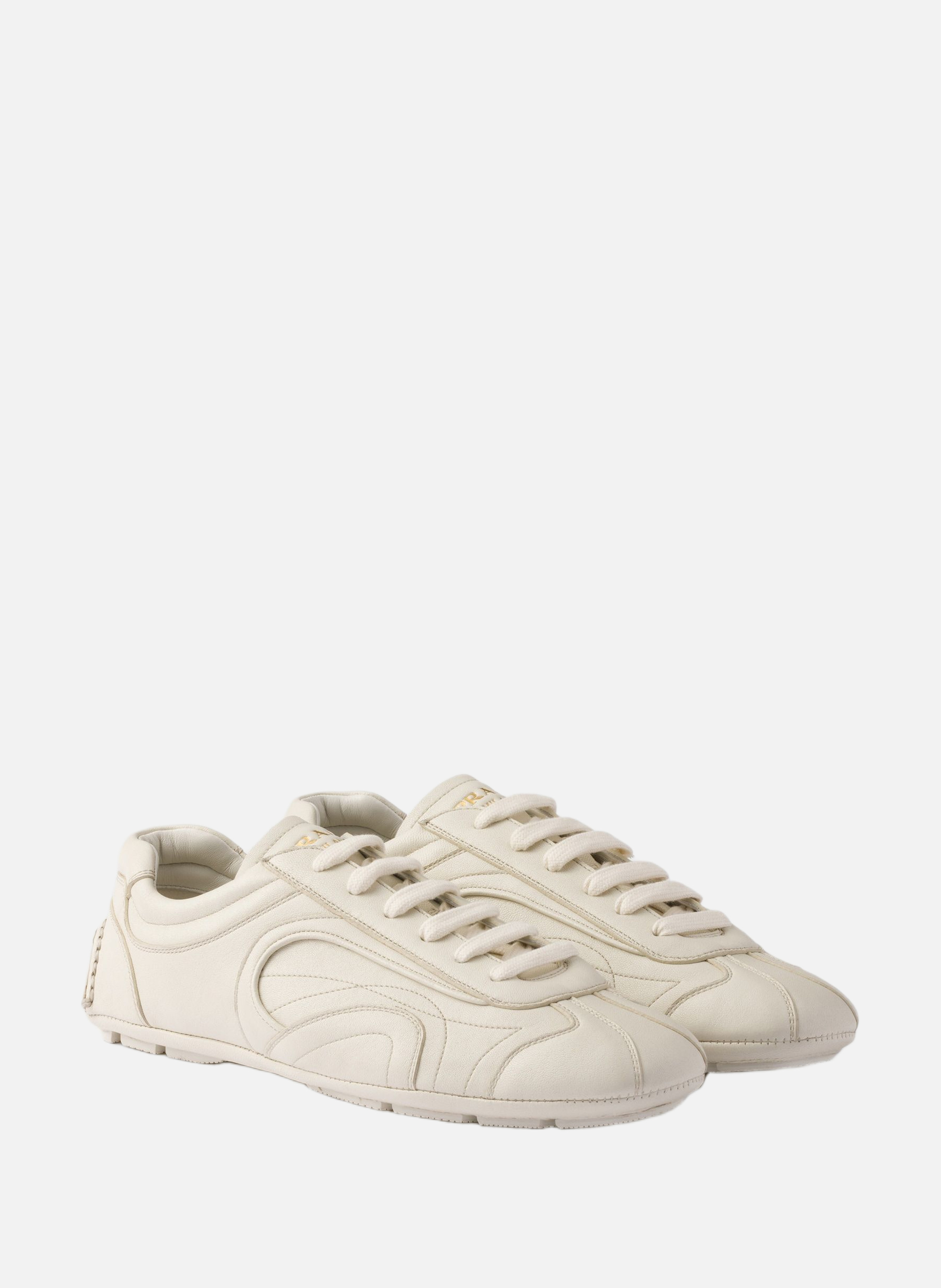 Baskets montecarlo re-edition 2005 en cuir nappa v PRADA Beige