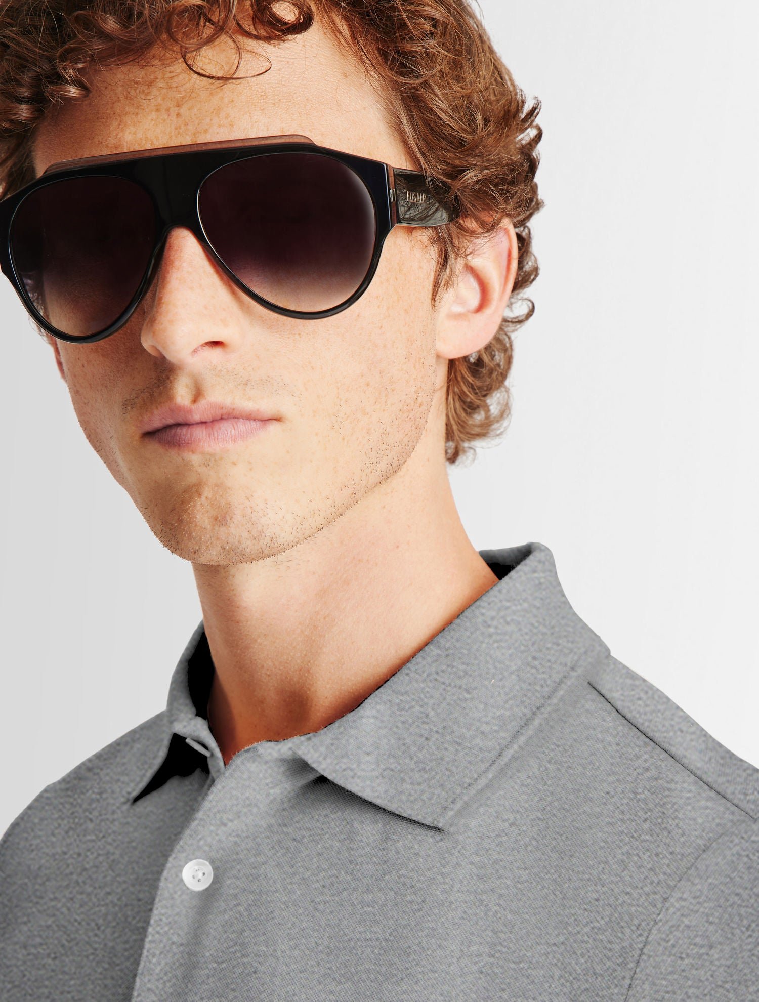 Polo manches courtes gabin col chemise coupe regular FUSALP Gris