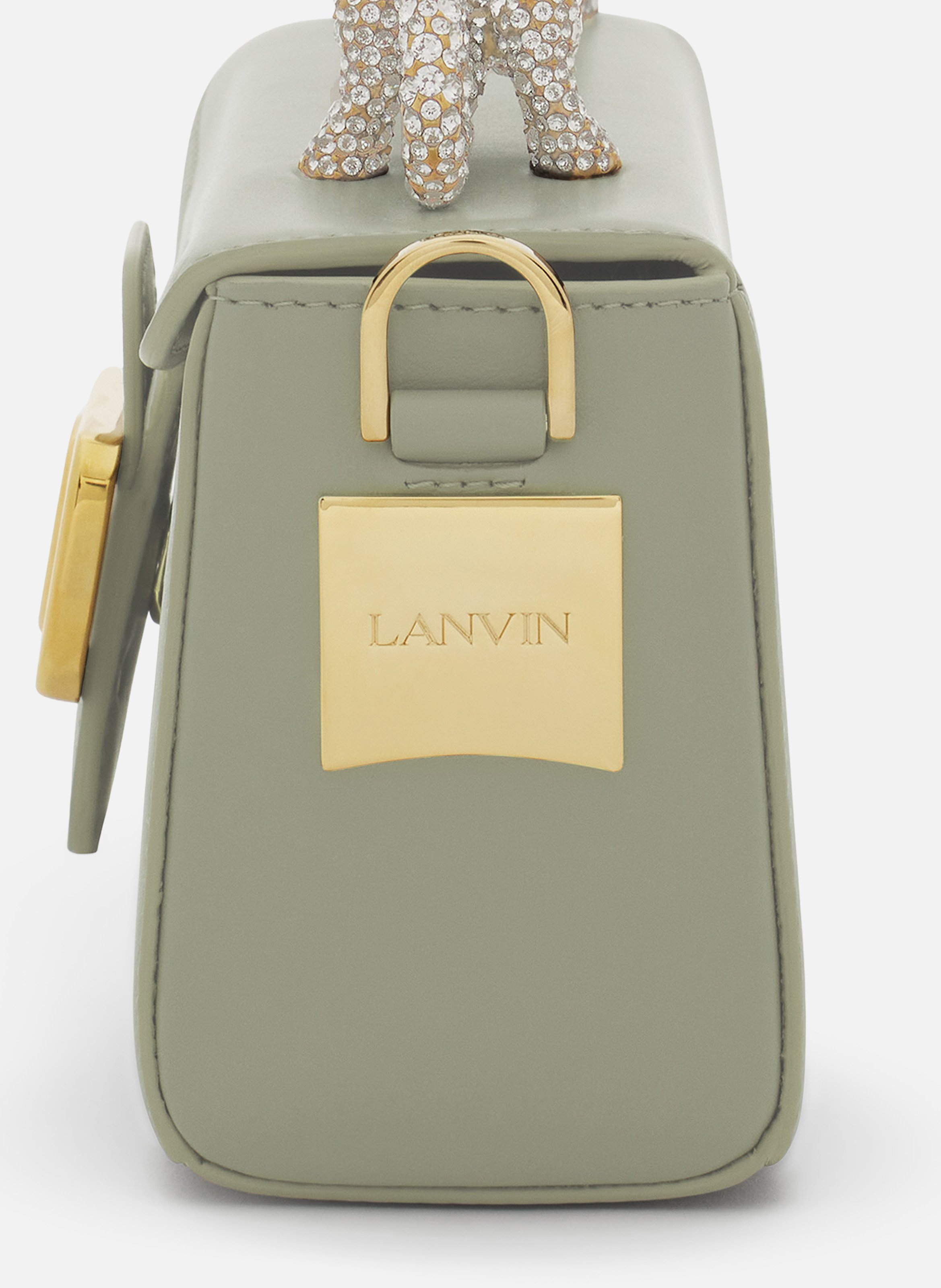 Sac pencil cat nano en cuir et strass LANVIN Blanc