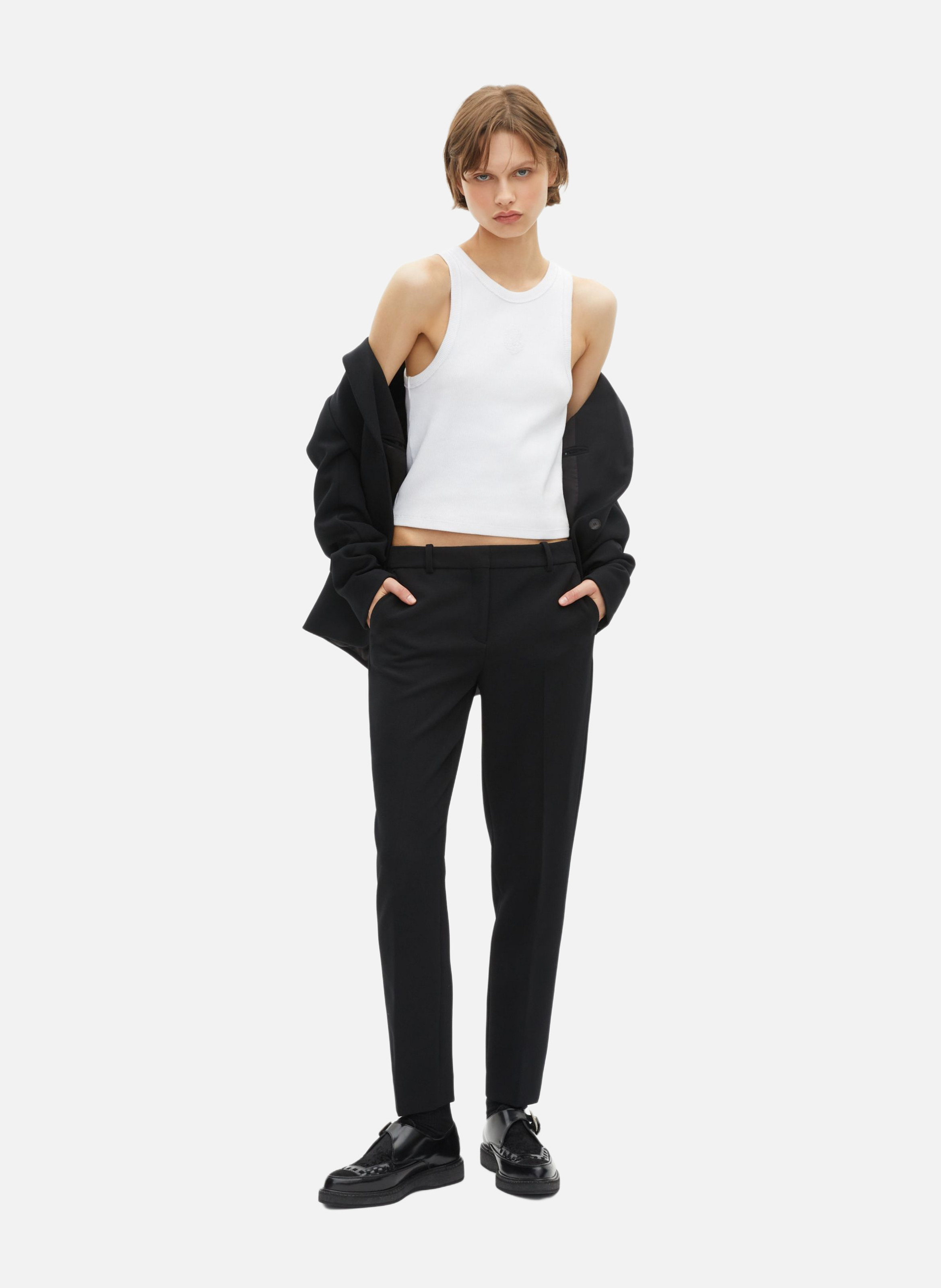 Pantalon tailleur en crêpe coupe droite THE KOOPLES Noir