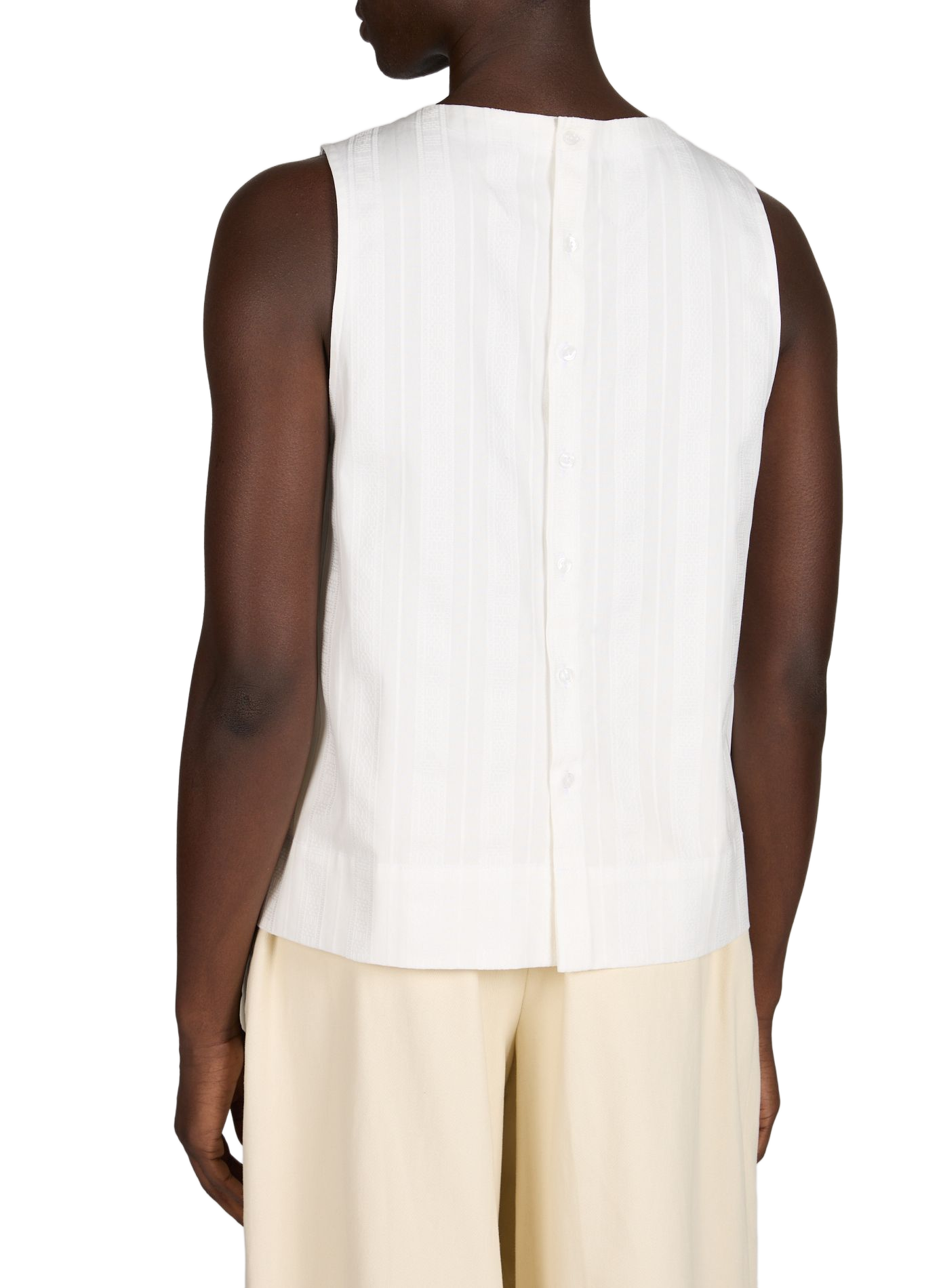 Two-sided cotton tank top RENÈ White