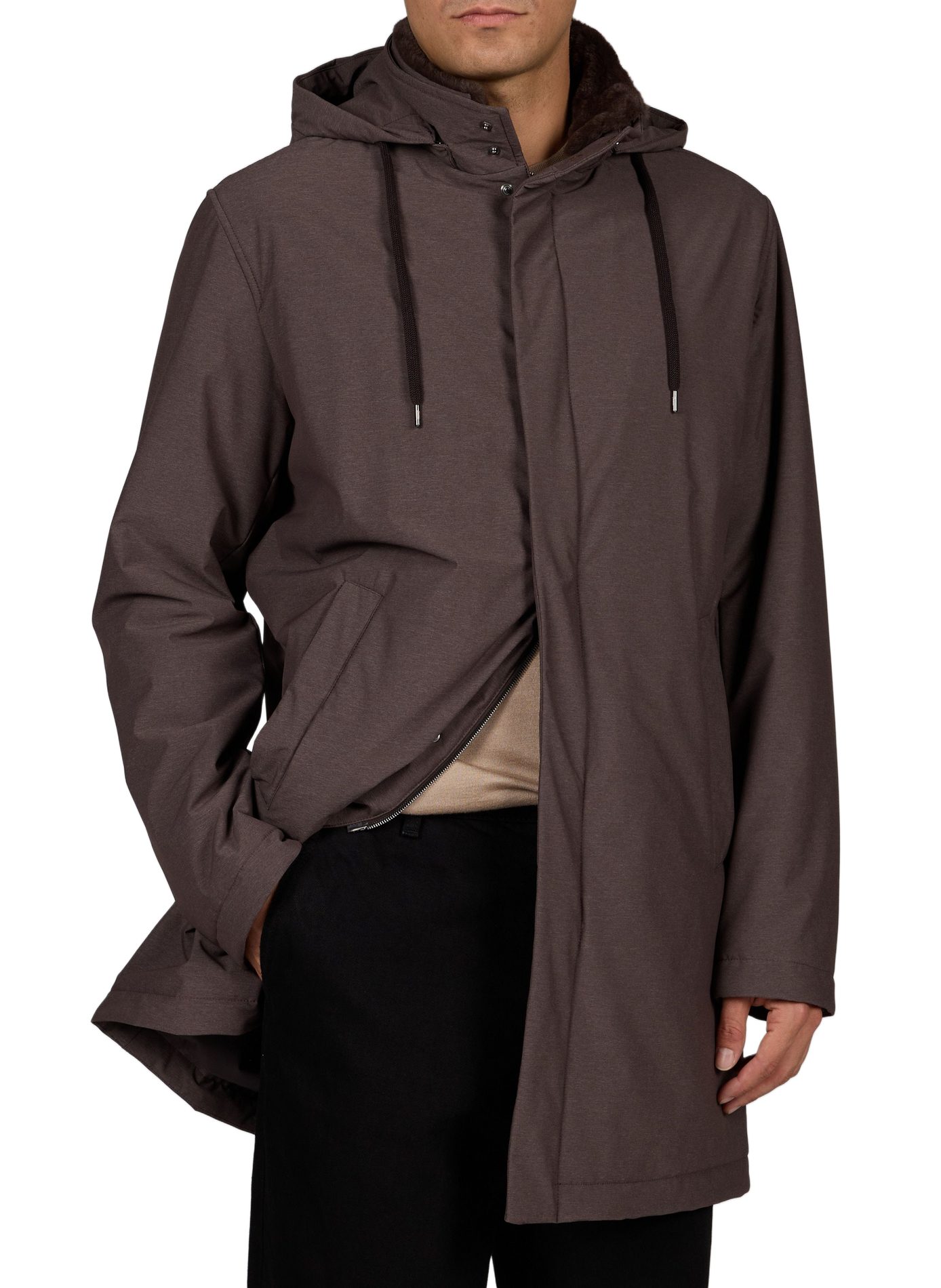 Parka with removable collar and hood HERNO Brown