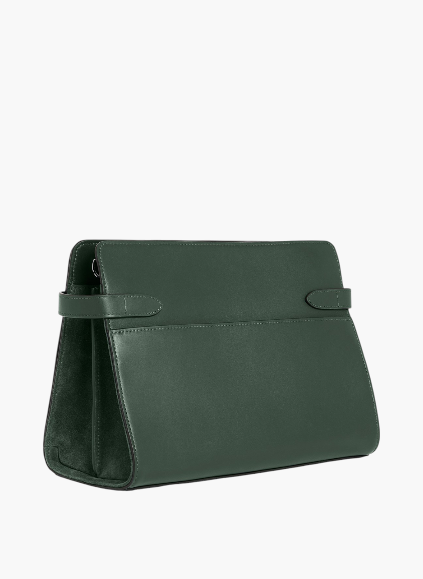 Sac porté épaule grand modèle emie en cuir lisse et refente de velours LE TANNEUR Vert