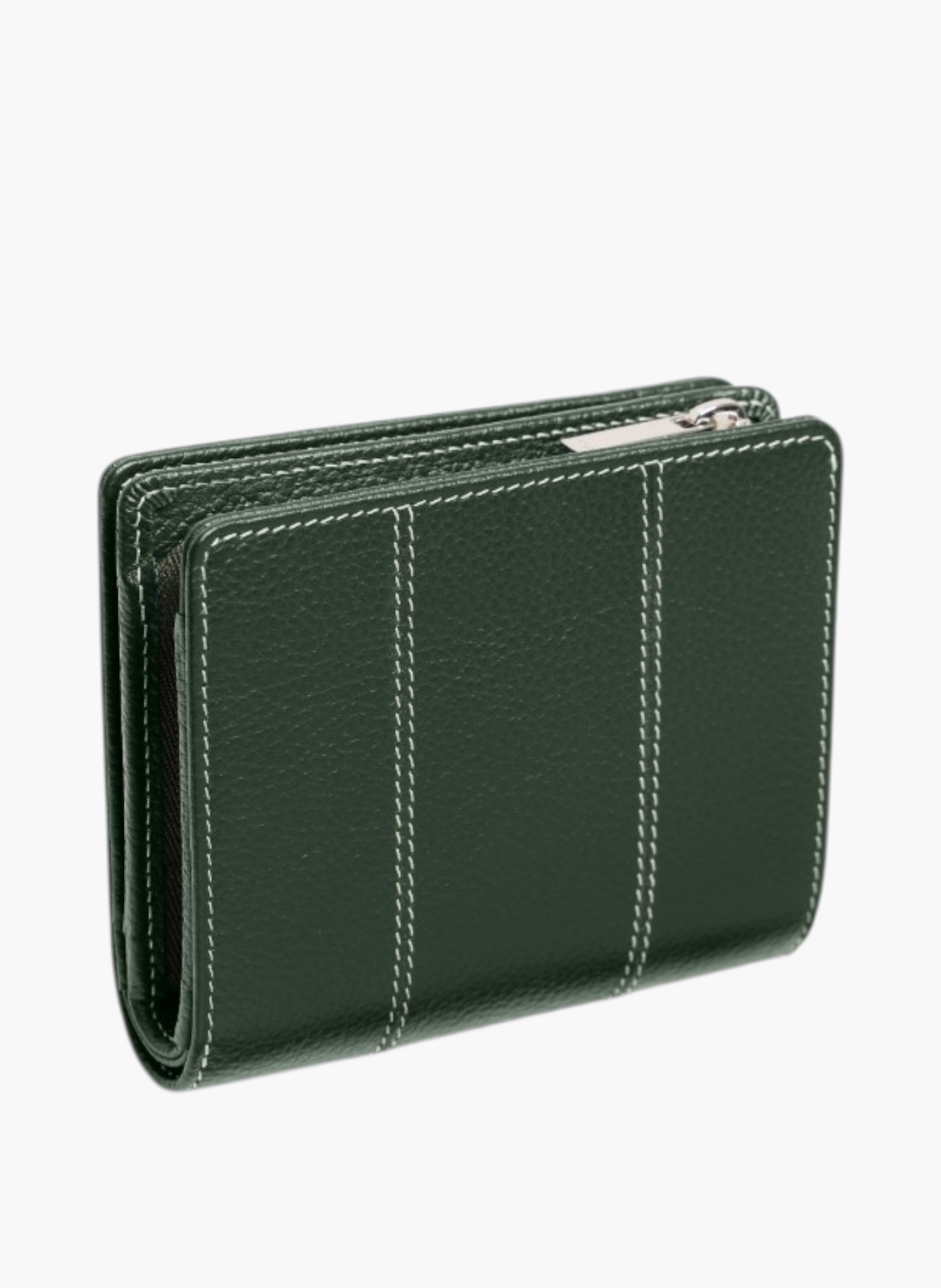 Petit portefeuille marguerite en cuir grainé LE TANNEUR Vert