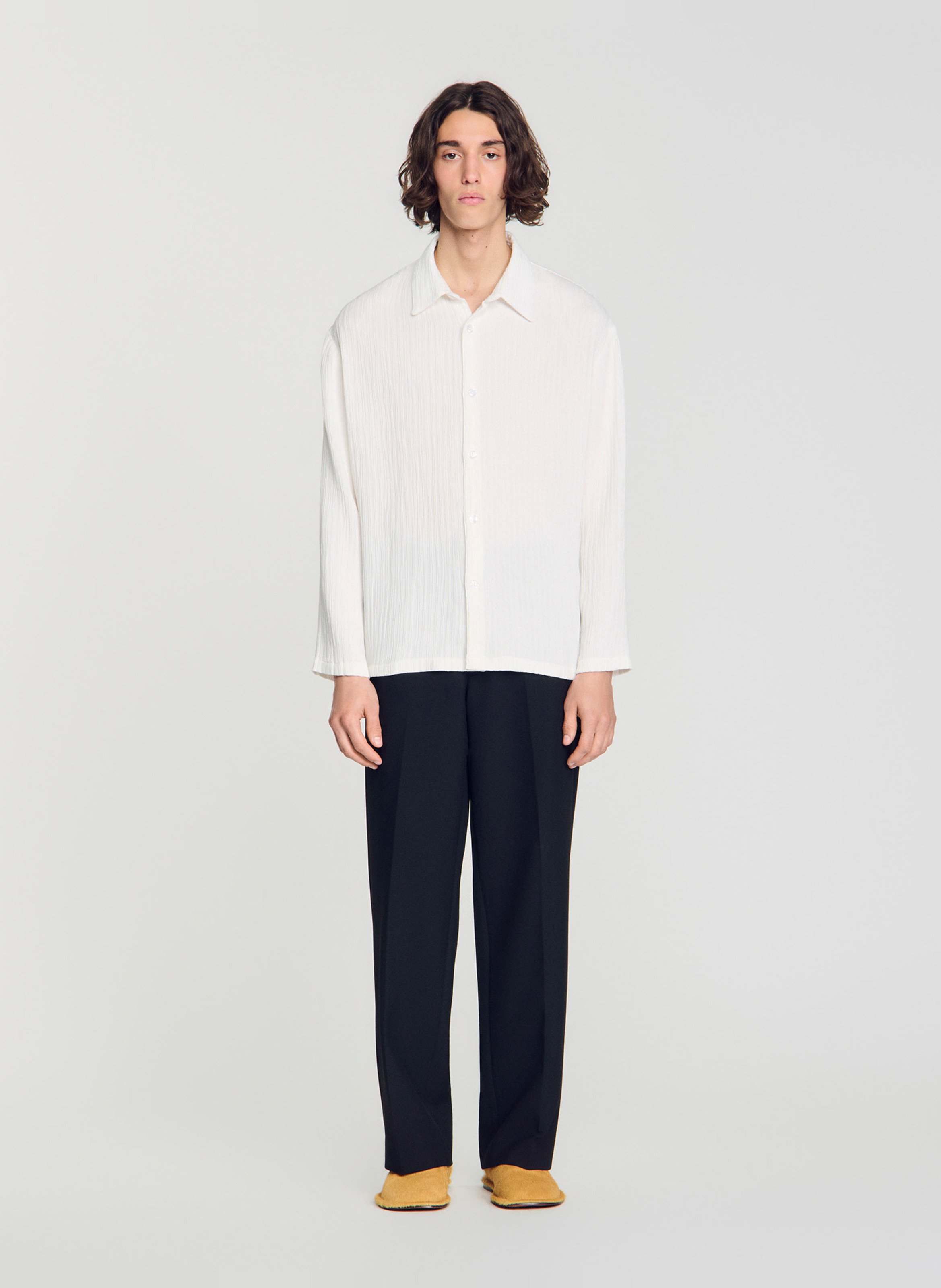 Chemise droite froncée unie SANDRO Blanc