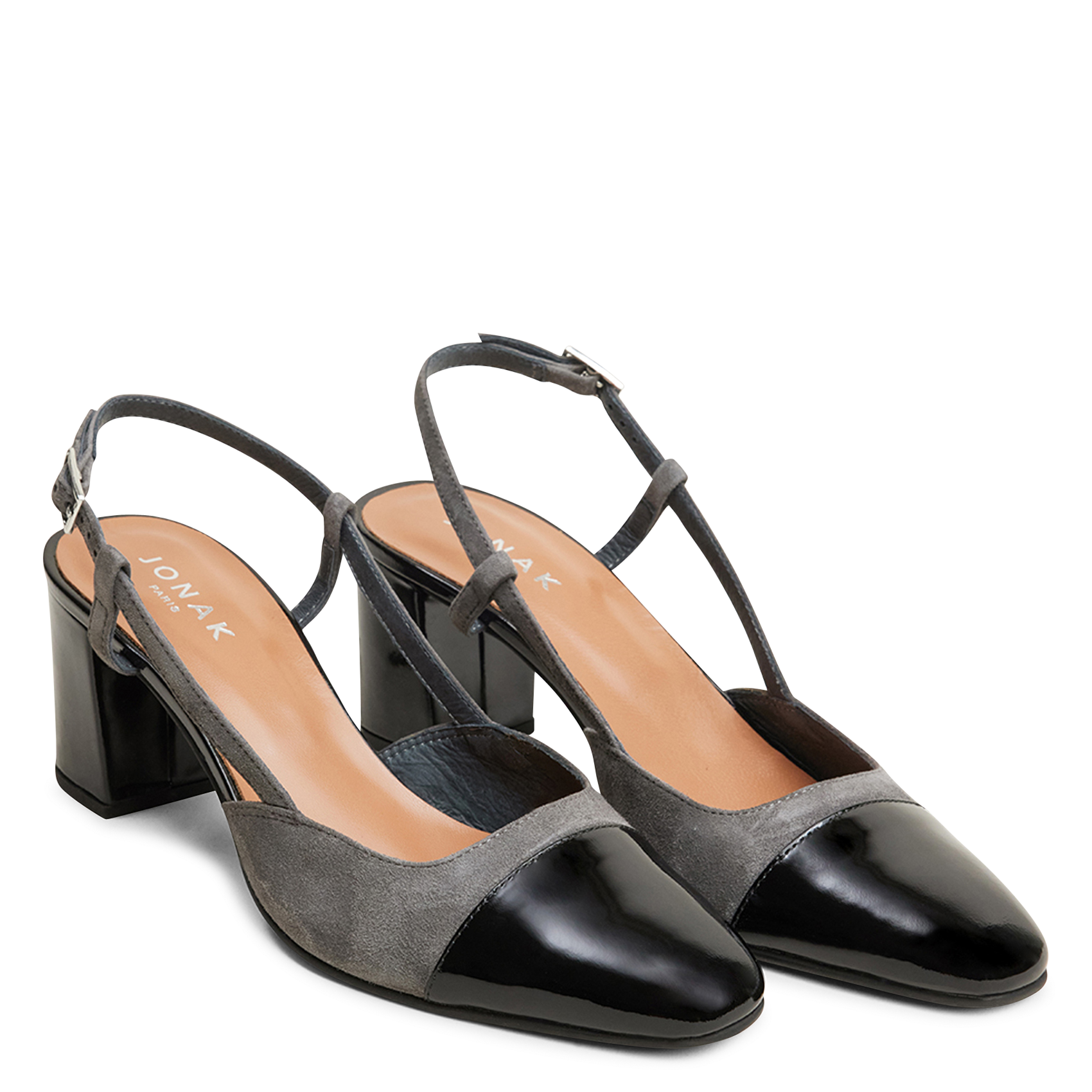 Slingbacks en cuir bi-matière dhapop JONAK Gris