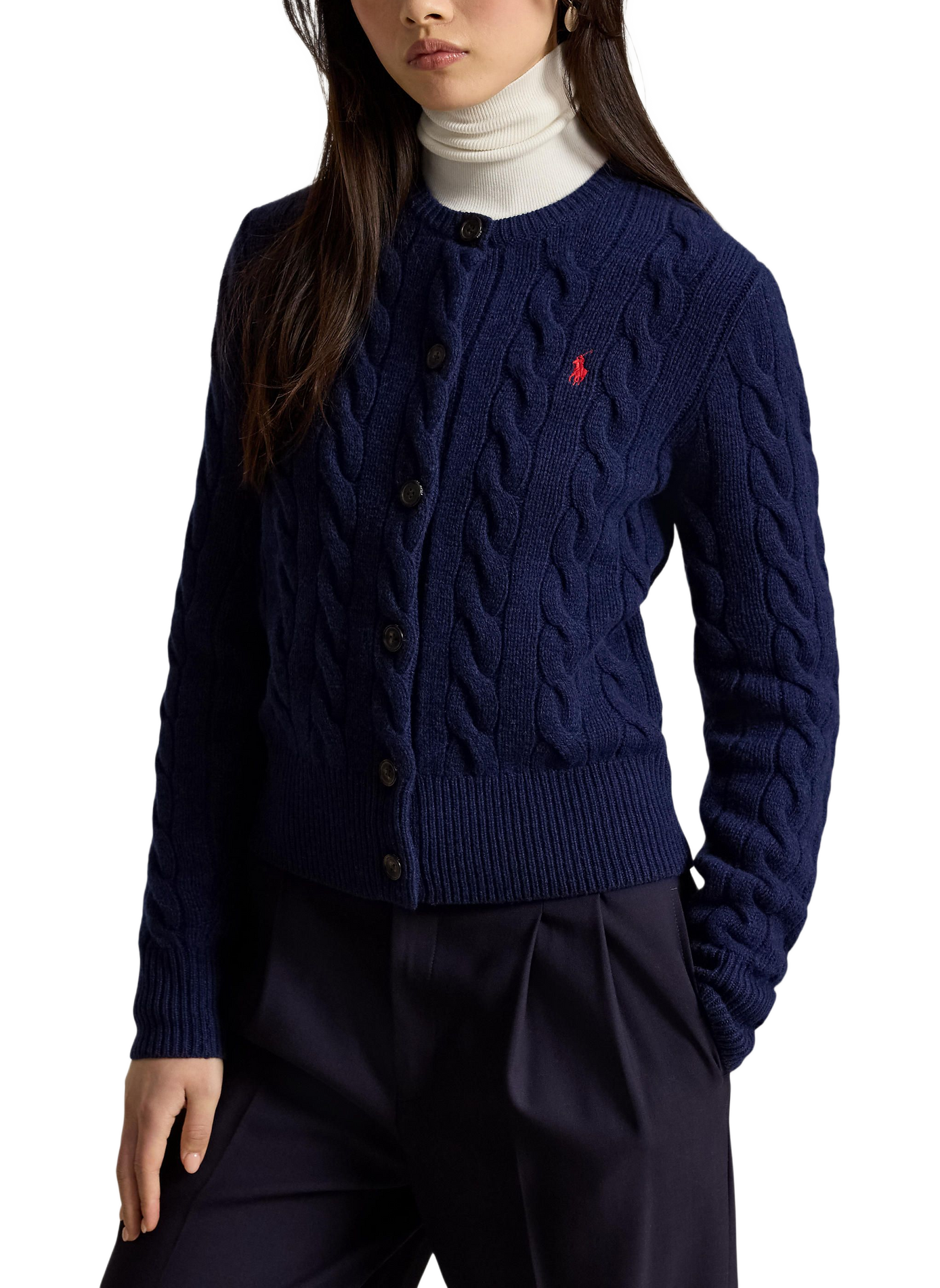 Round neck cardigan in wool and cashmere POLO RALPH LAUREN Blue