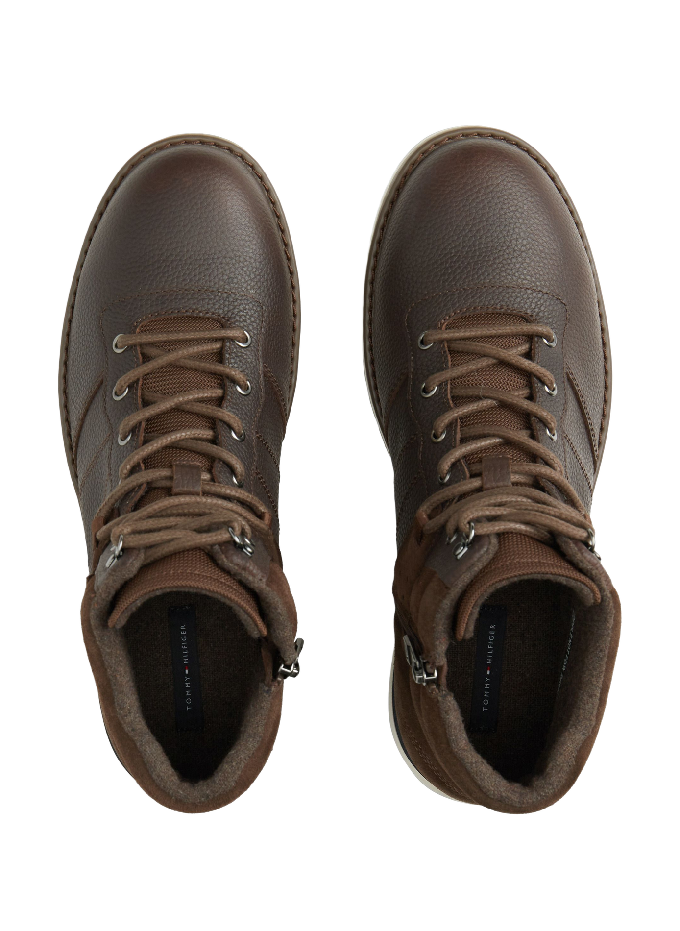 Chunky multi-textured leather boots TOMMY HILFIGER Brown