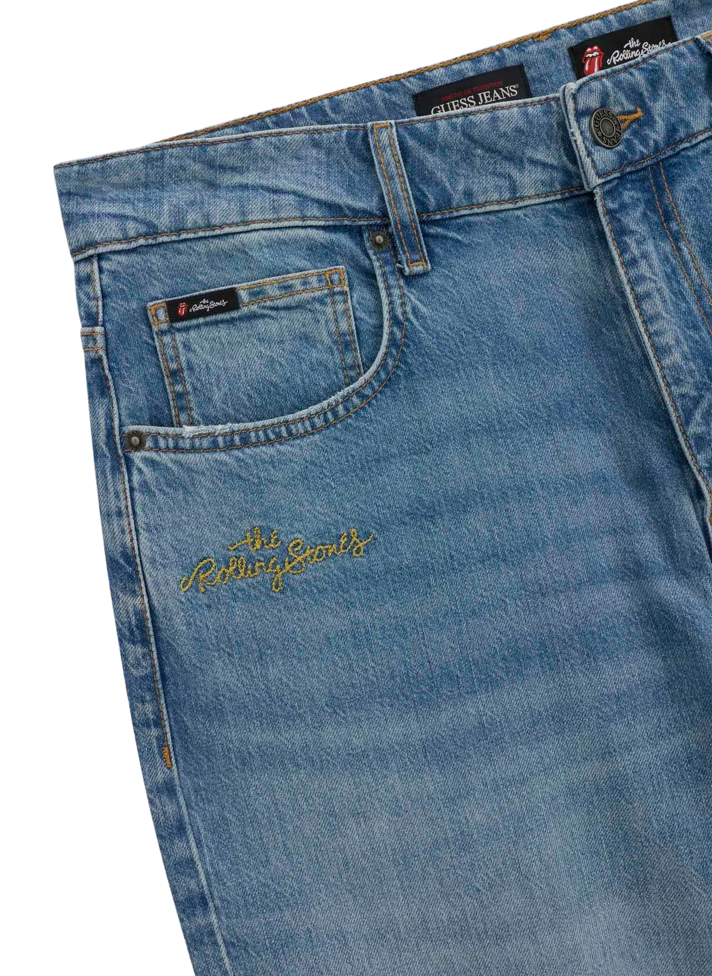 Straight-leg jeans with cotton-blend embroidery GUESS Blue