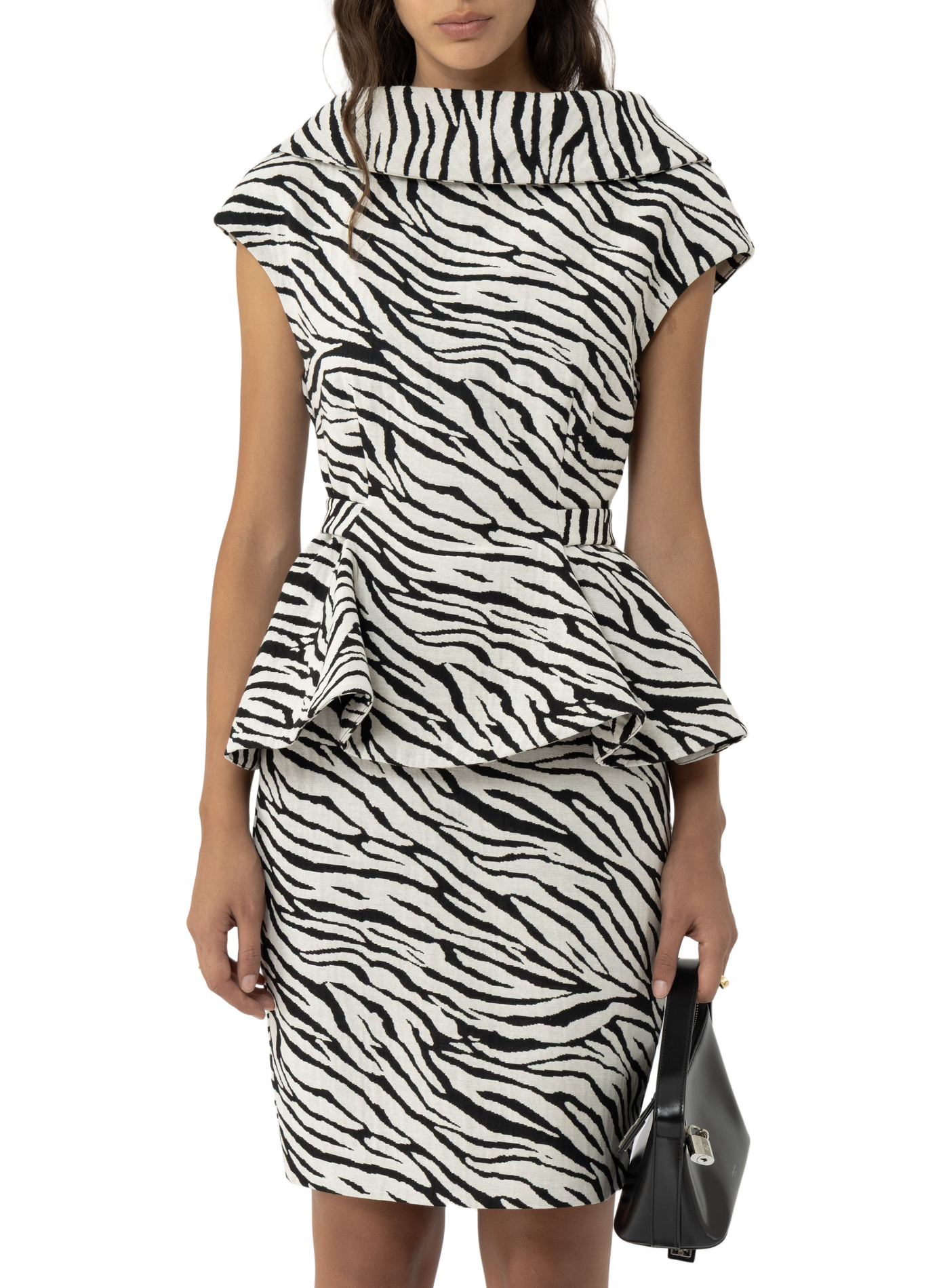 Cotton-blend boat-neck peplum top ARAKII Multicolour