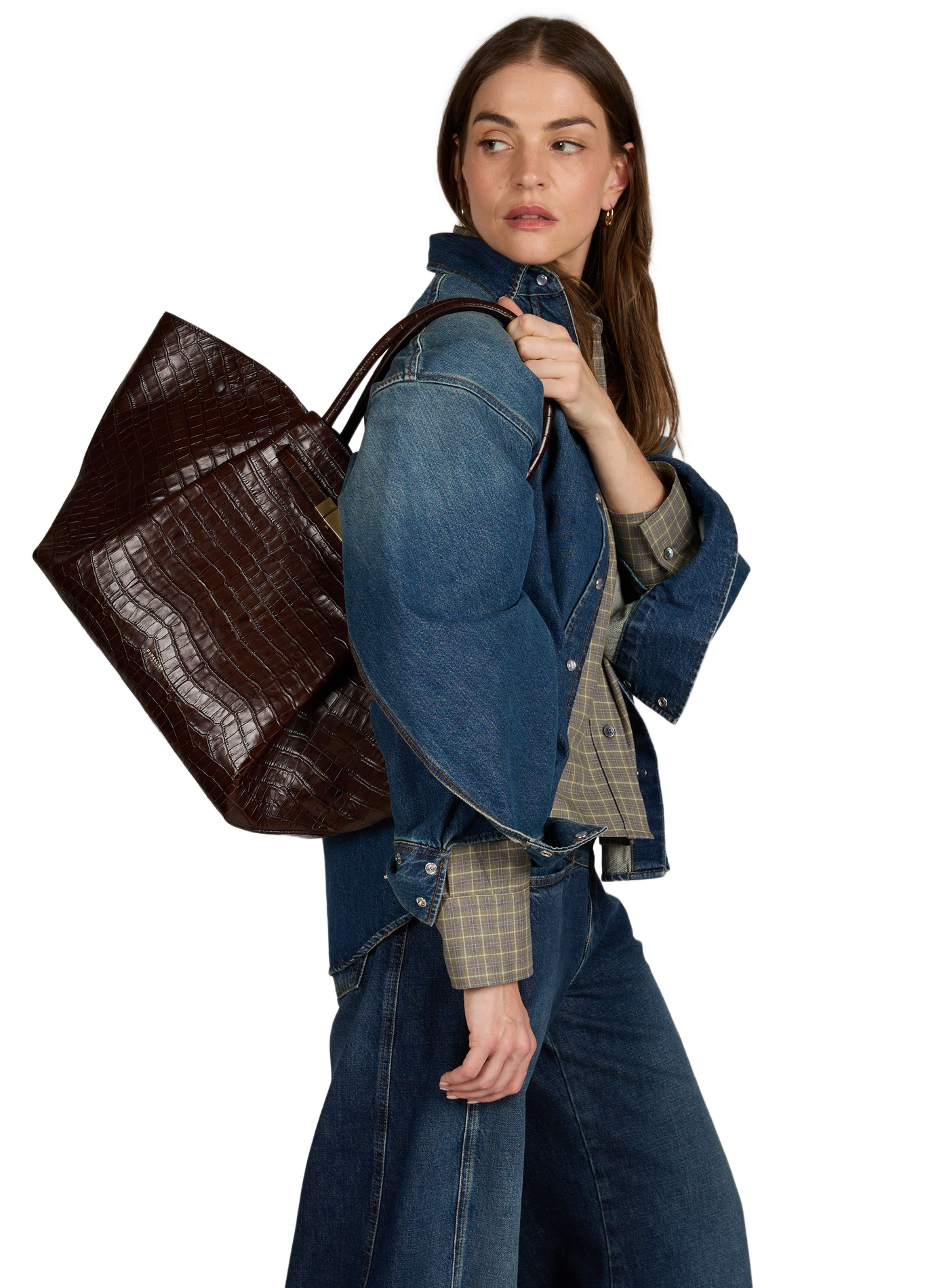 New York grained leather handbag DEMELLIER LONDON Brown