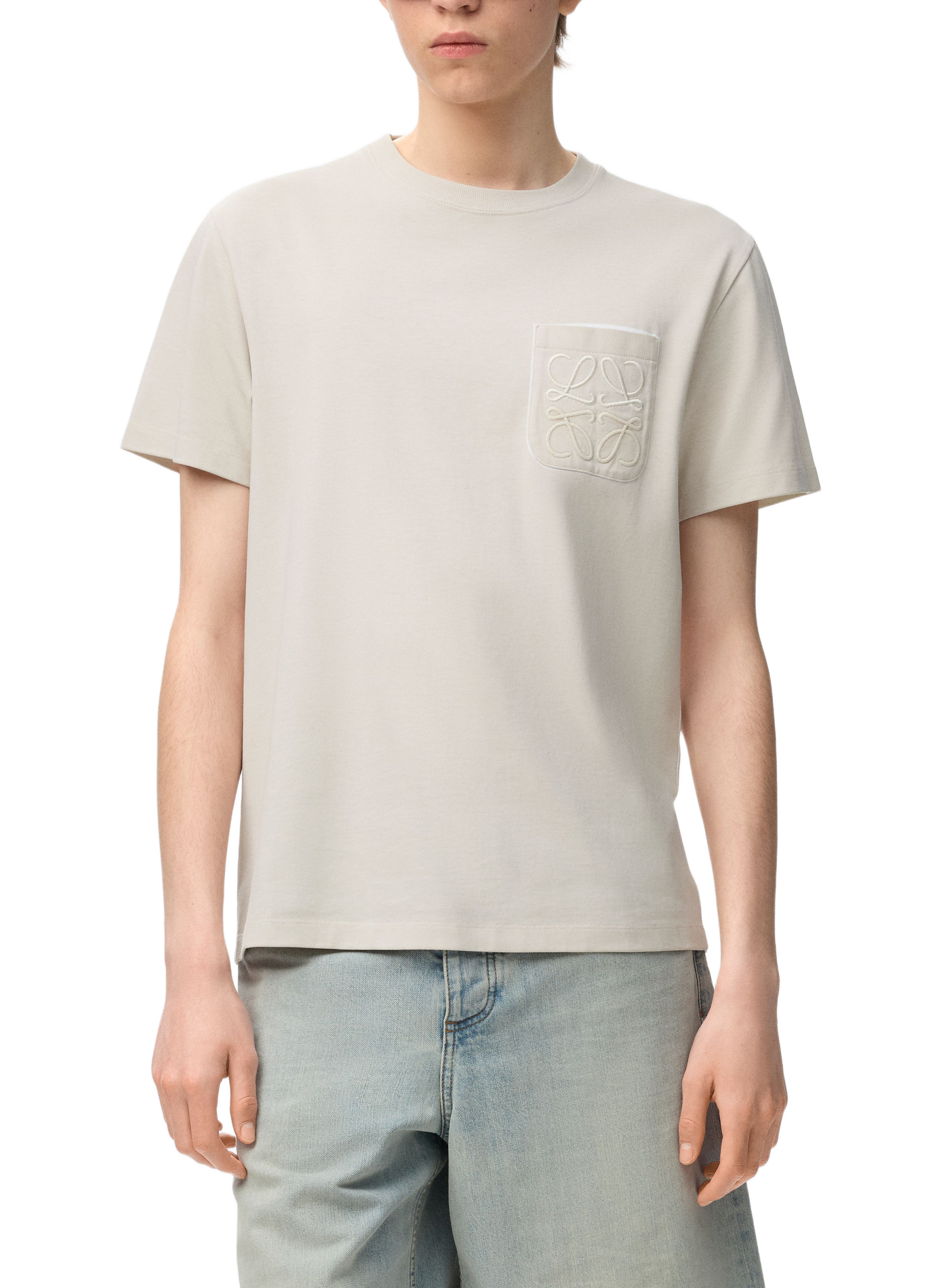 T-shirt à logo brodé en coton mélangé LOEWE Beige