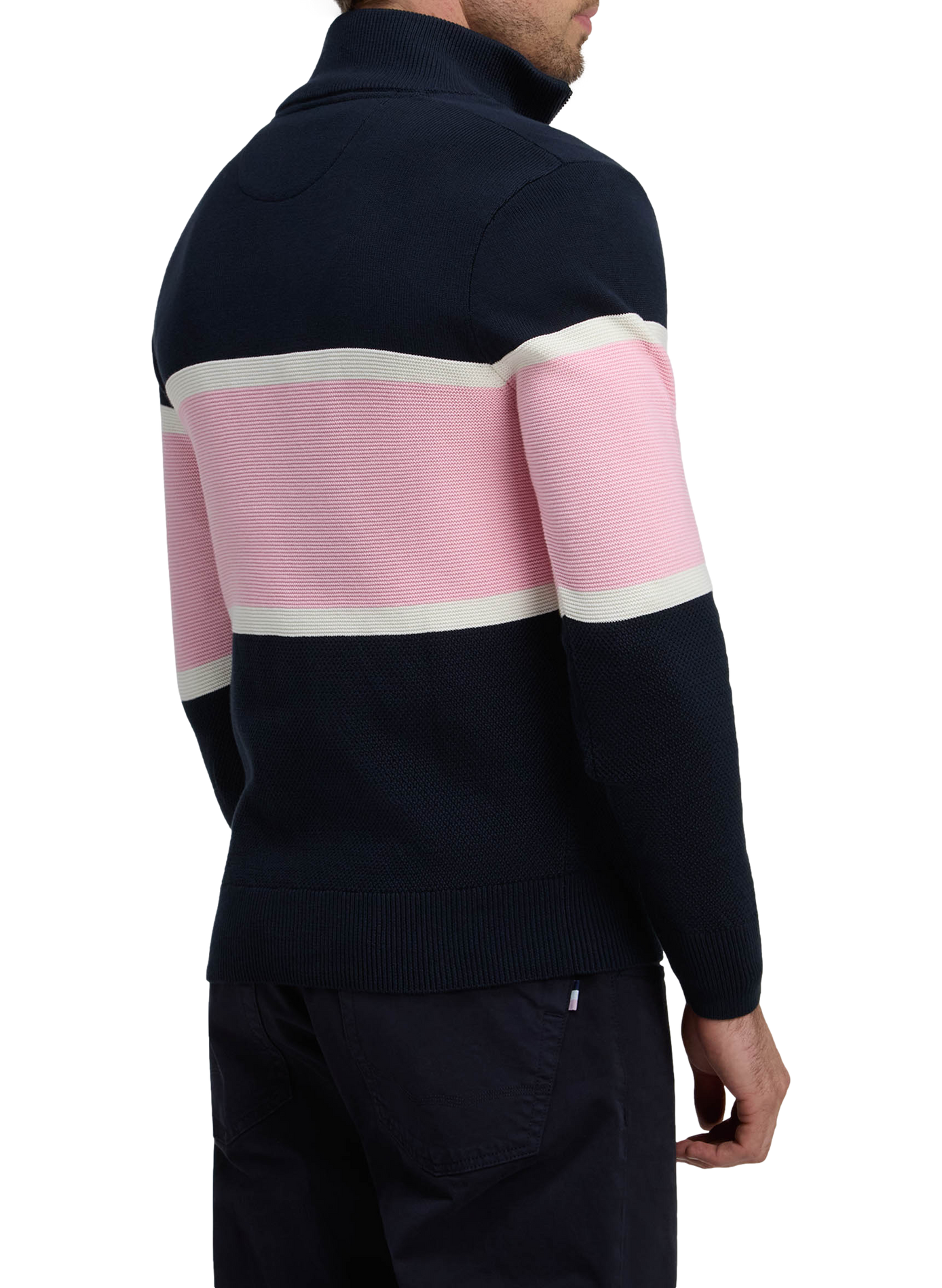Pull col camionneur rayé en coton EDEN PARK Blue