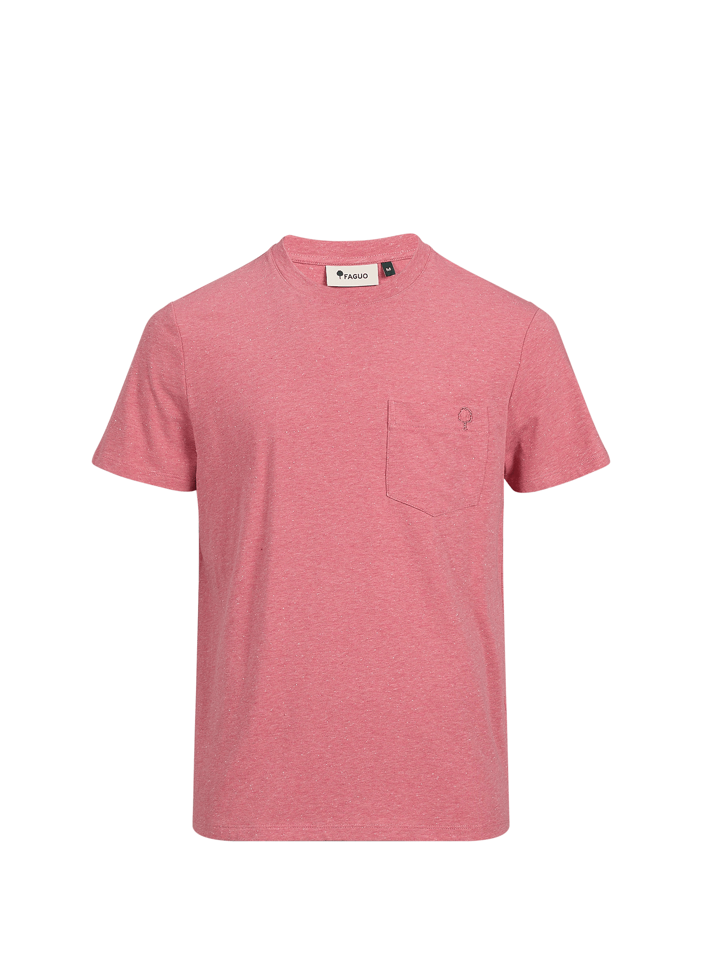 Gerader Rundhals-T-Shirt mit Flecken.  Rose