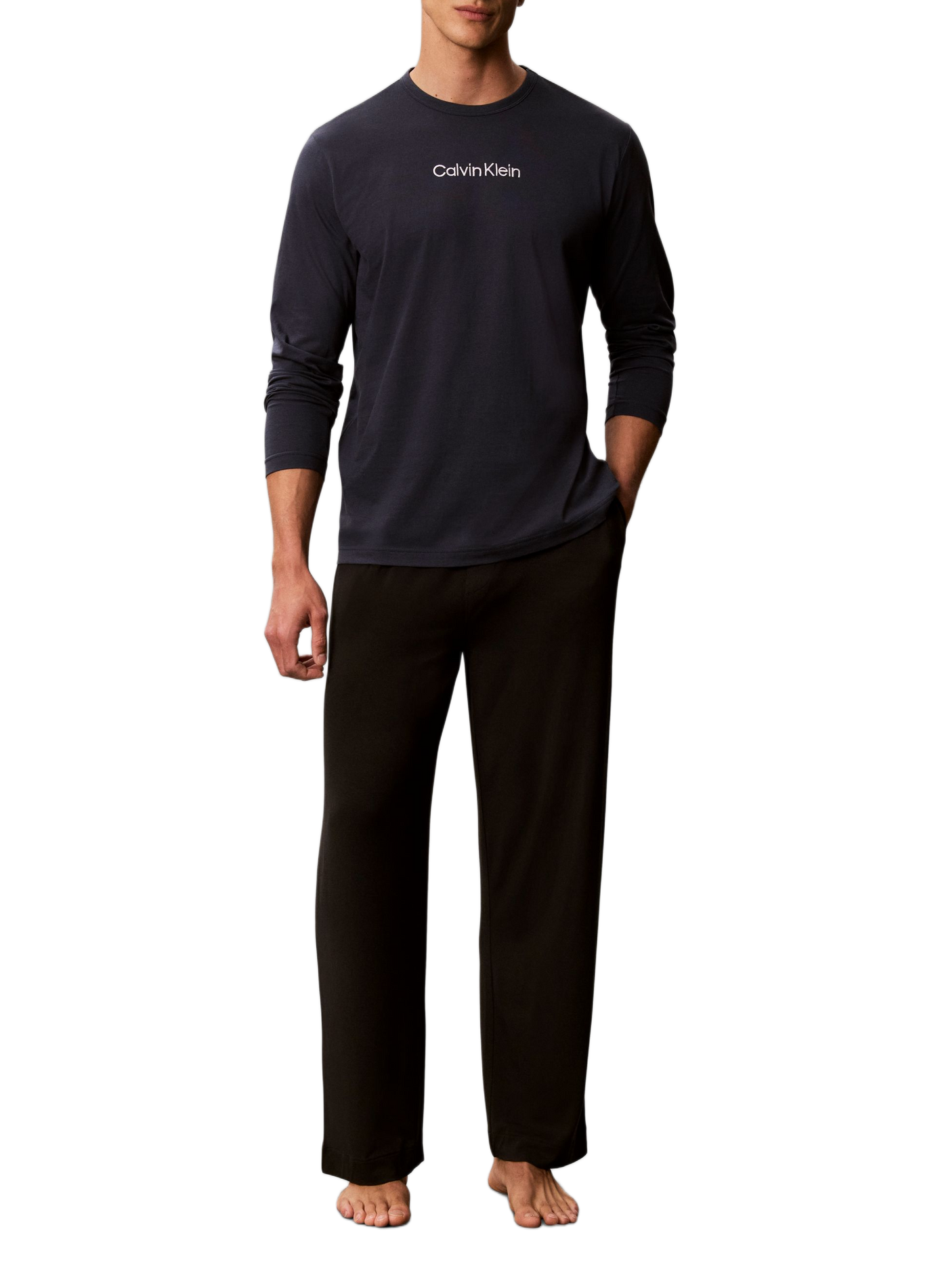 Pyjama-T-Shirt mit Baumwoll-Logo. CALVIN KLEIN Blau