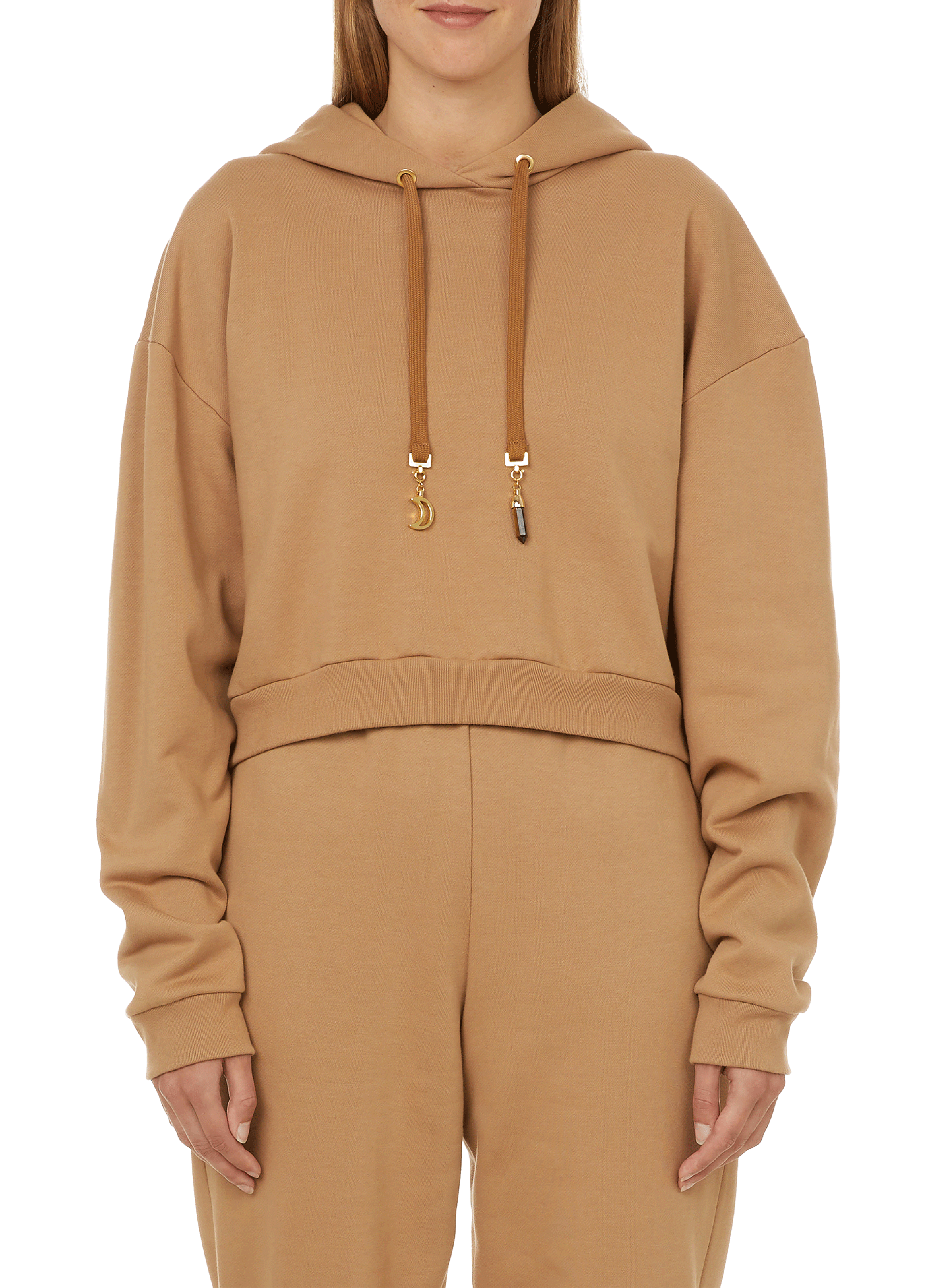 Bio-Baumwoll-Crop-Hoodie THE SOCIAL SUNDAY Braun