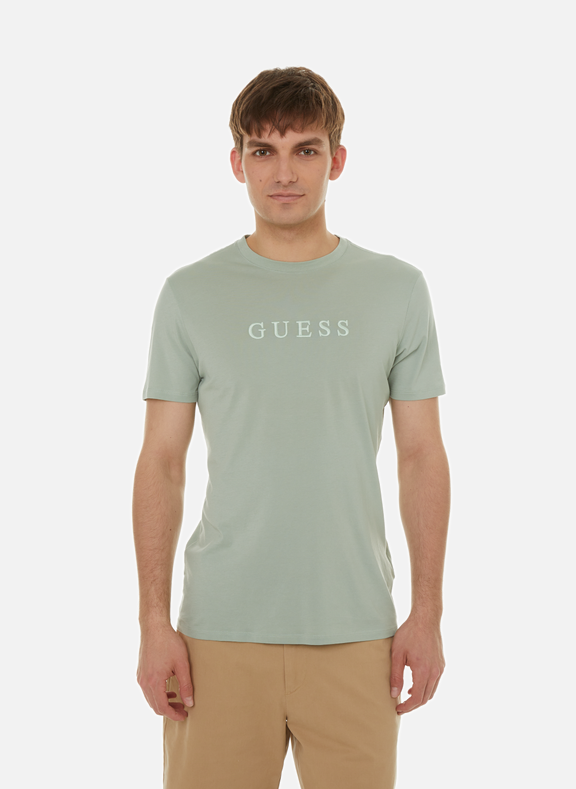 GUESS Cotton and linen T-shirt  Green