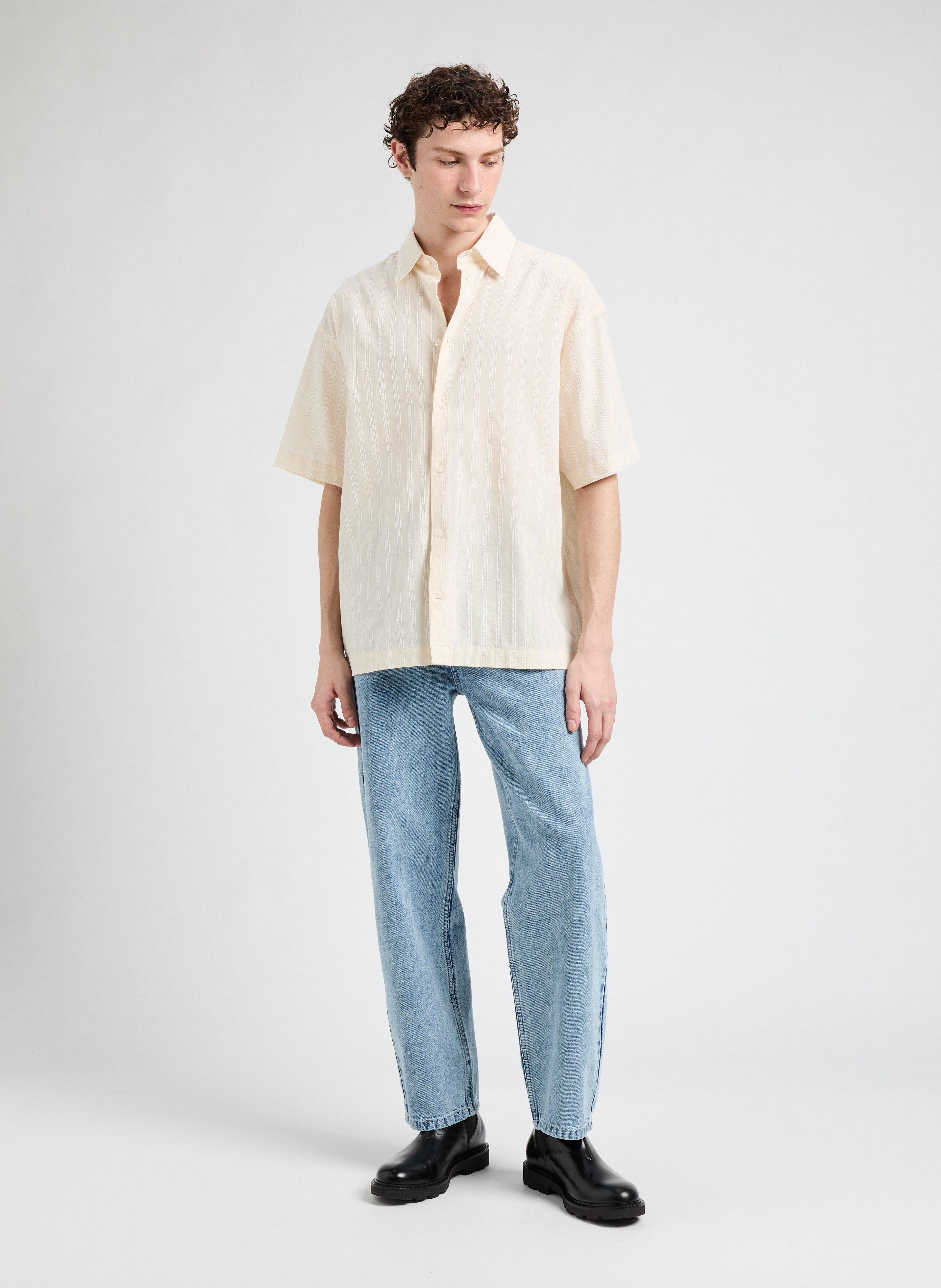 Shirt FIBER in cotton SAISON 1865 Beige