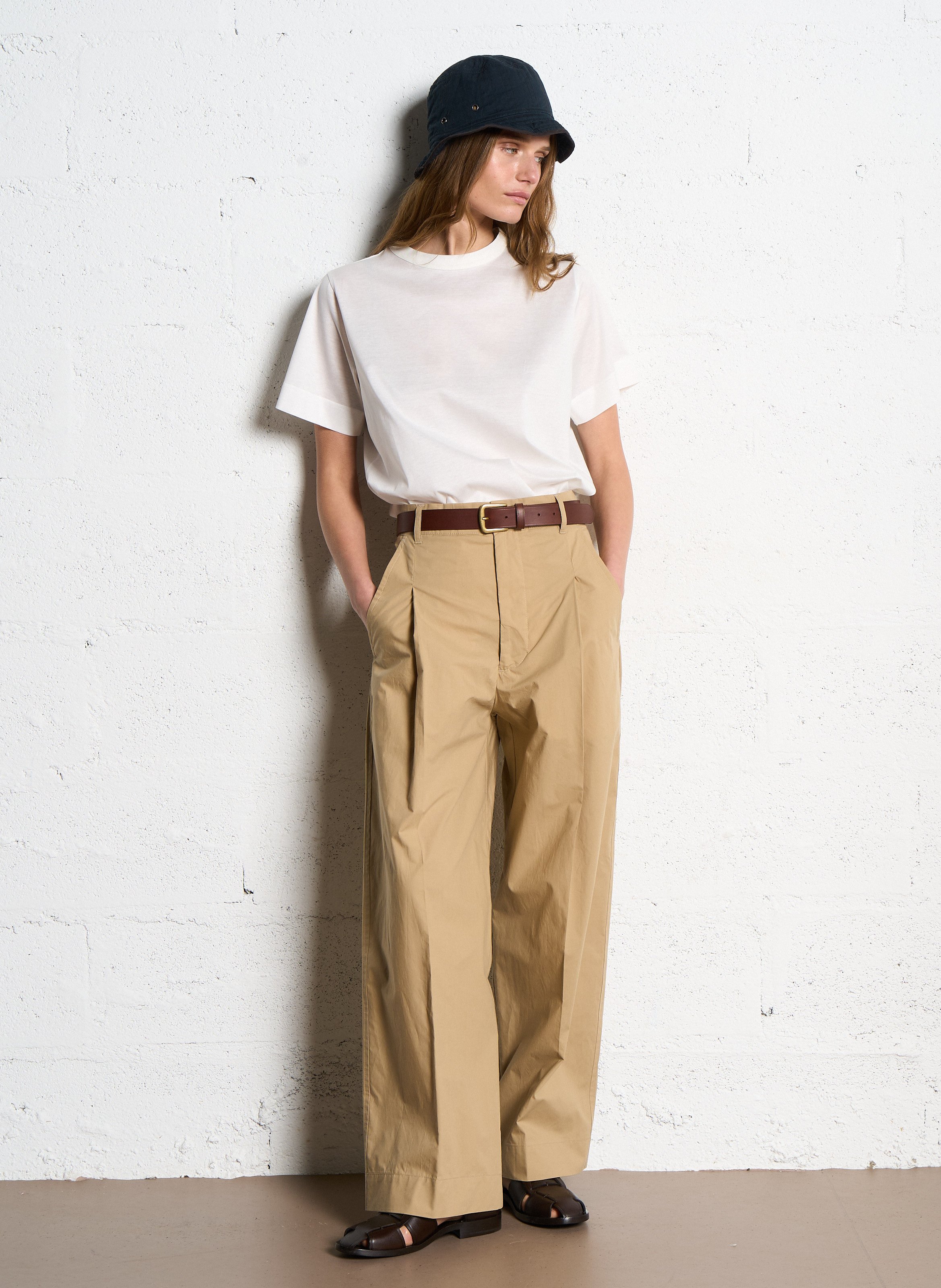 Tee shirt à col rond en coton basic SOEUR Blanc