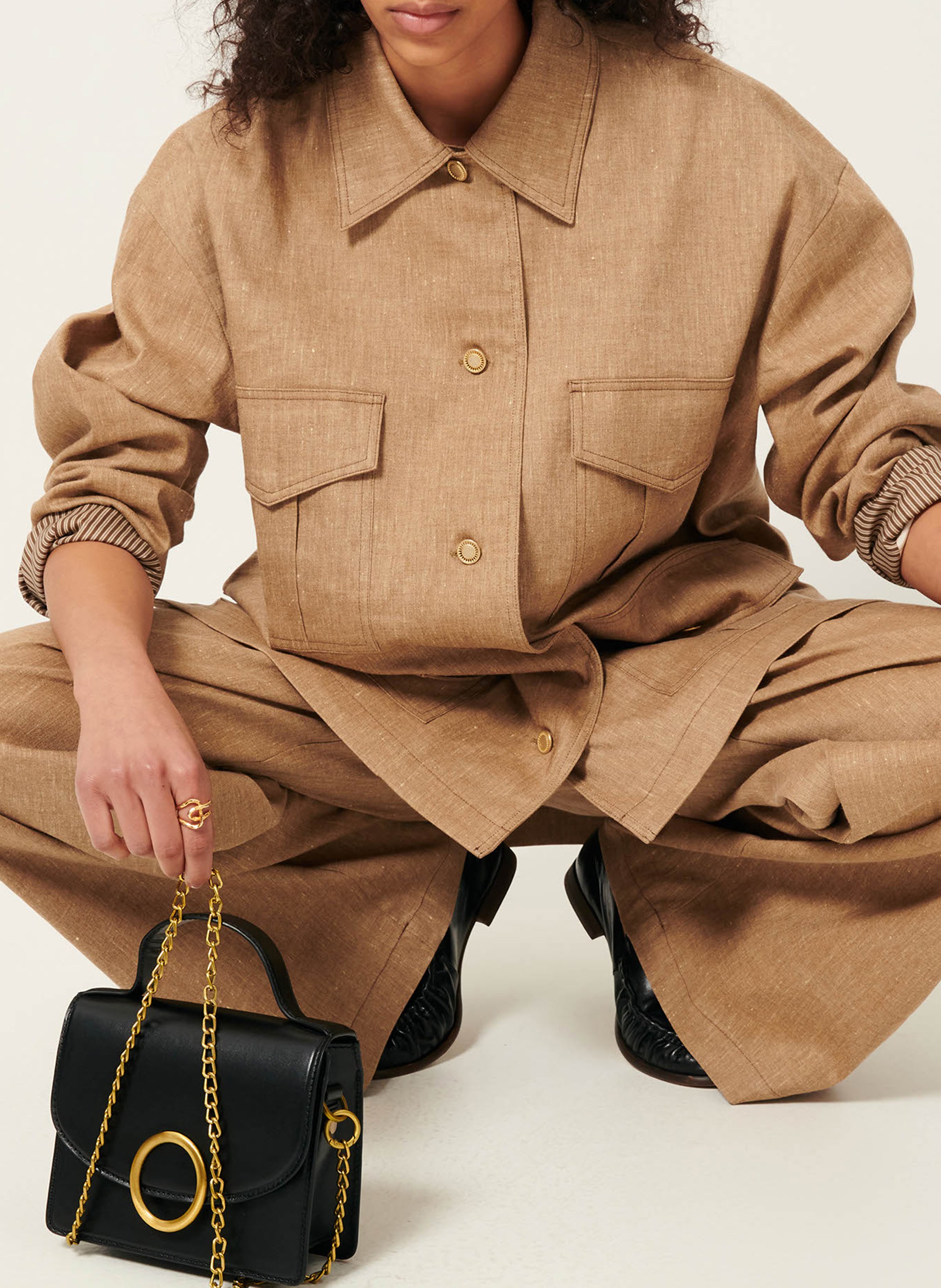 Veste esprit saharienne en lin mélangé sahajo SESSUN Beige