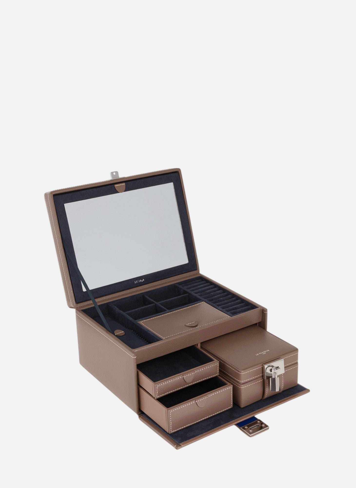 Grande boite à bijoux en cuir LE TANNEUR Marron