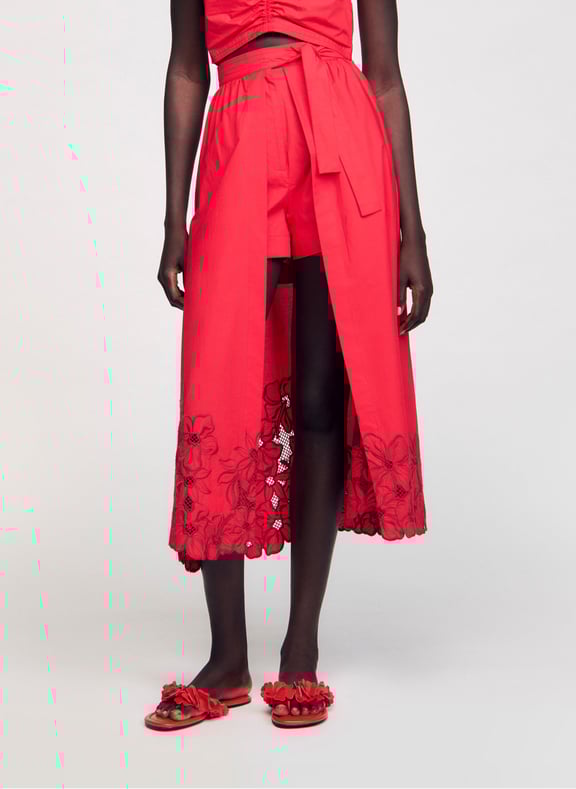 Jupe short trompe l'œil à pan long Rouge by SANDRO SANDRO Jupe short trompe l'œil à pan long Rouge