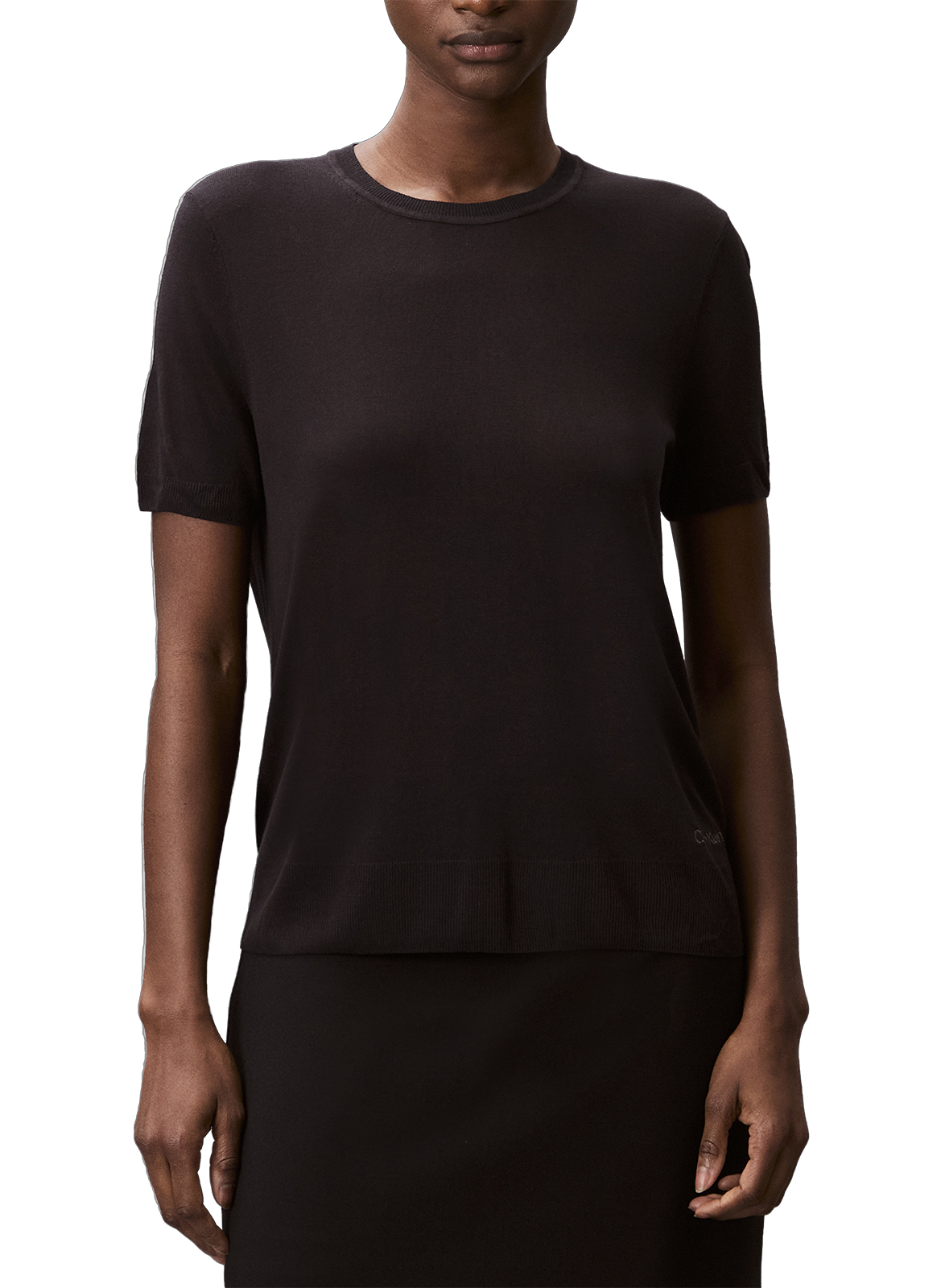 CALVIN KLEIN Pull côtelé à manches courtes  Noir