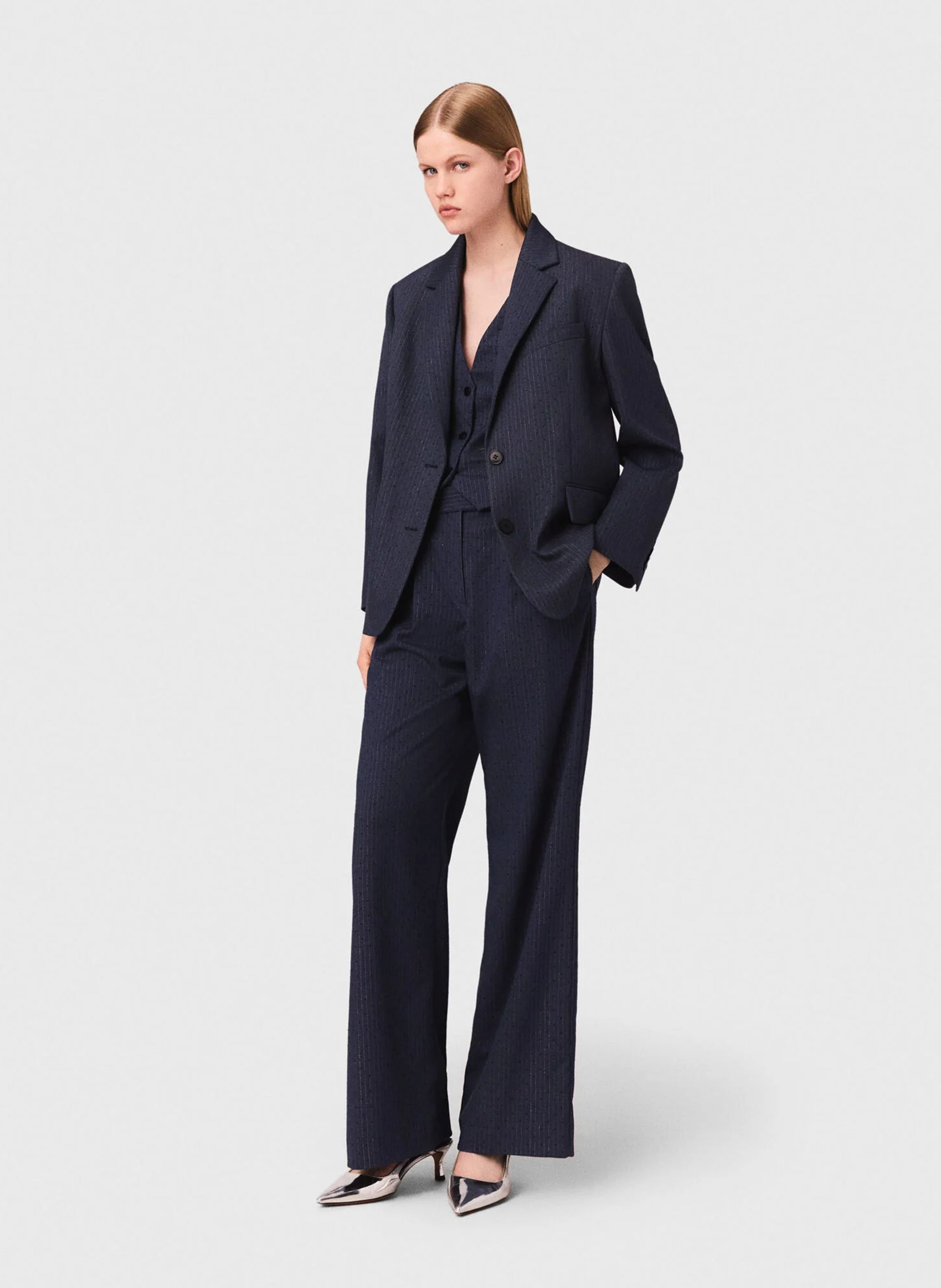 Veste de tailleur à rayures MAJE Bleu