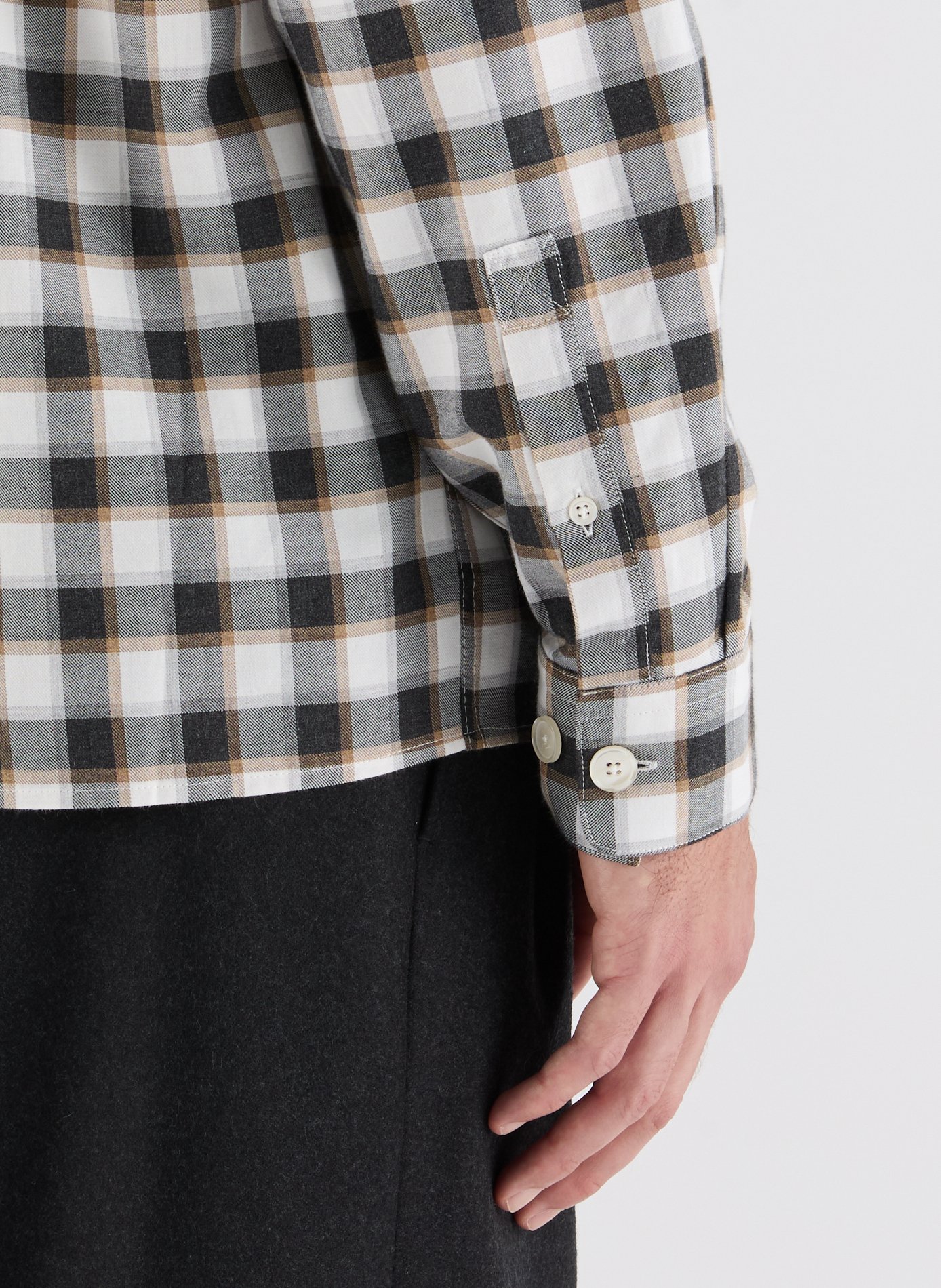 Chemise Gluid col américain à carreaux en coton SAISON 1865 Gris