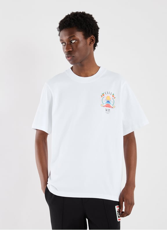 T-shirt en coton Casa Way Mountain Blanc by CASABLANCA PARIS CASABLANCA PARIS T-shirt en coton Casa Way Mountain Blanc