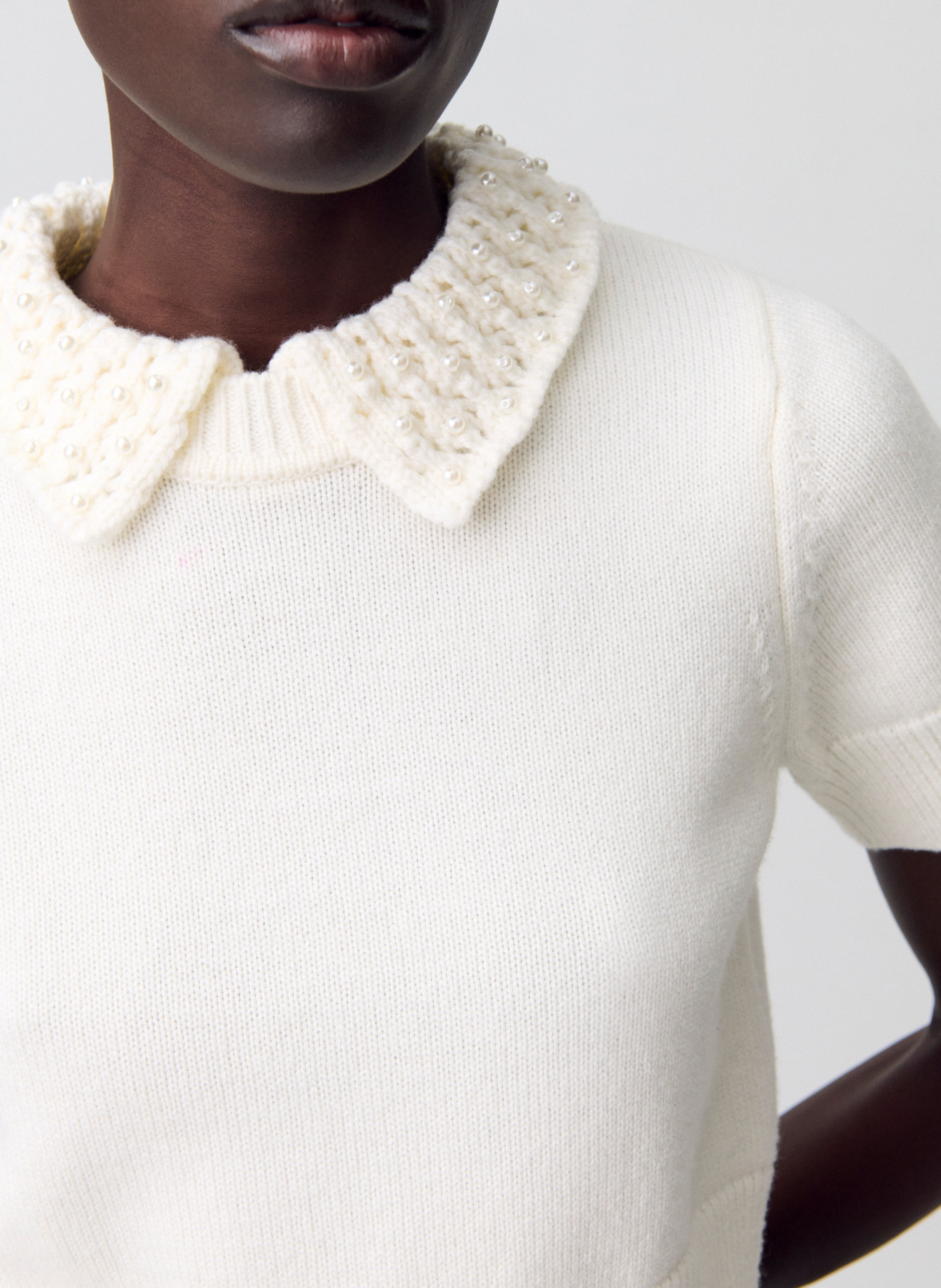 Top ajusté en laine et cachemire miray CLAUDIE PIERLOT Beige