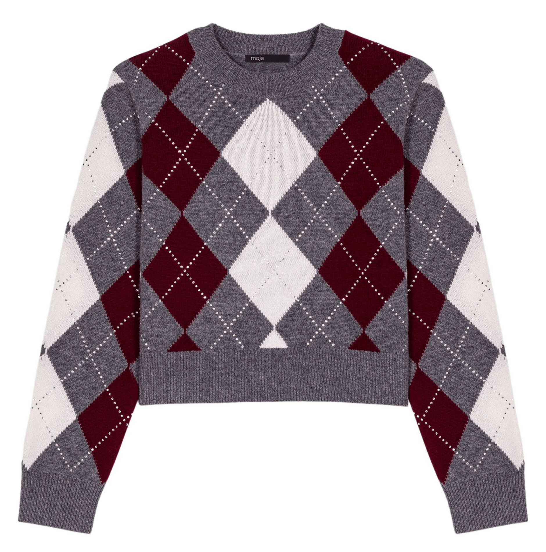 Pull col rond en laine Gris