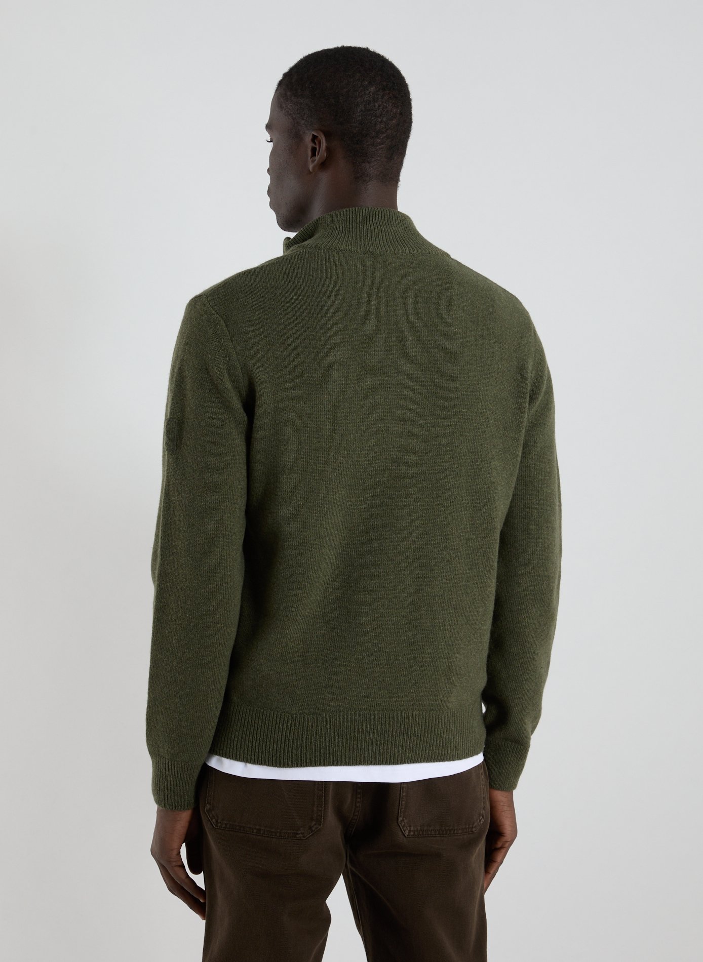 Wool zip-neck jumper AIGLE Khaki