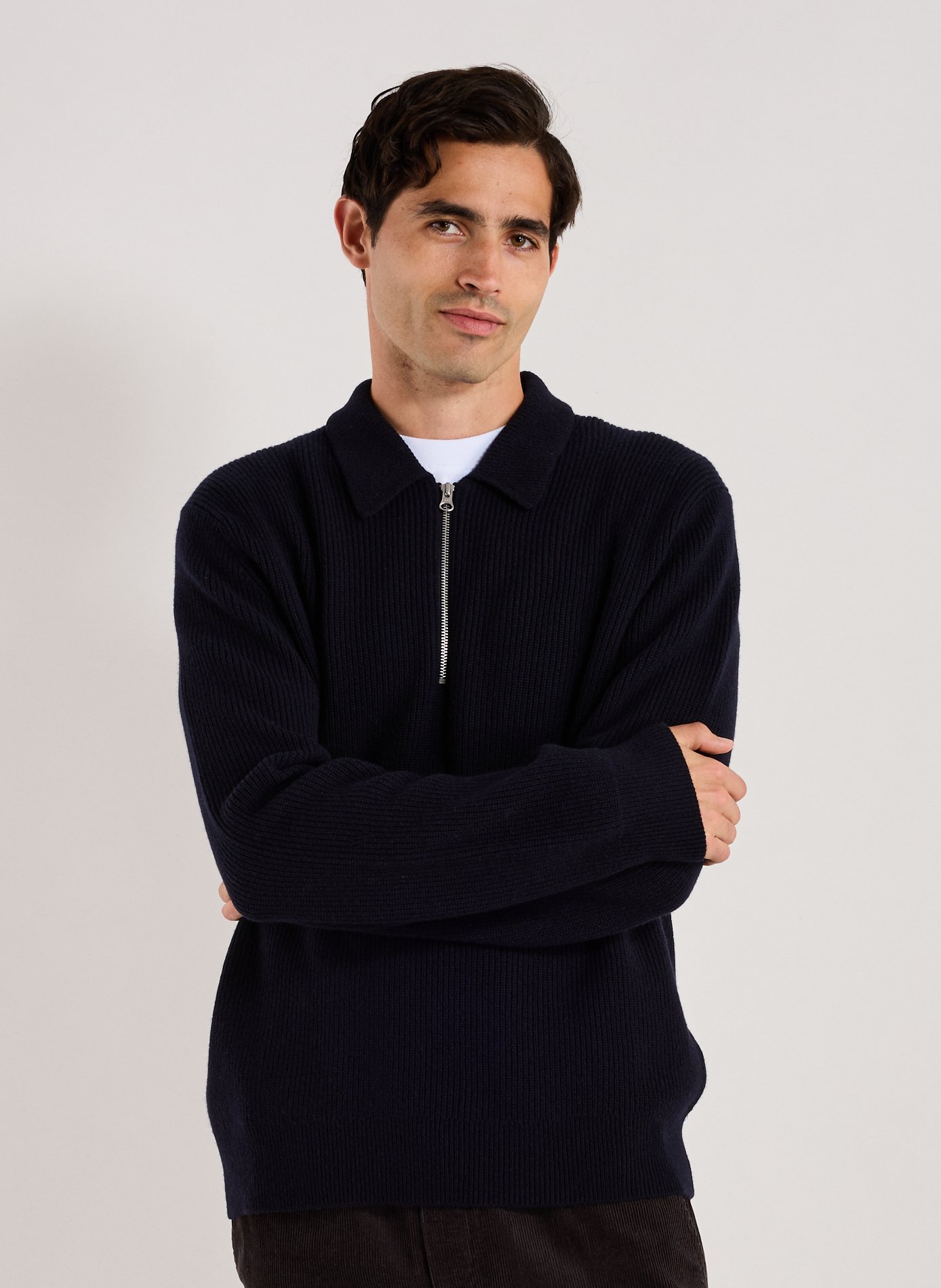 SAMSOE SAMSOE Wool zip-neck jumper Blue
