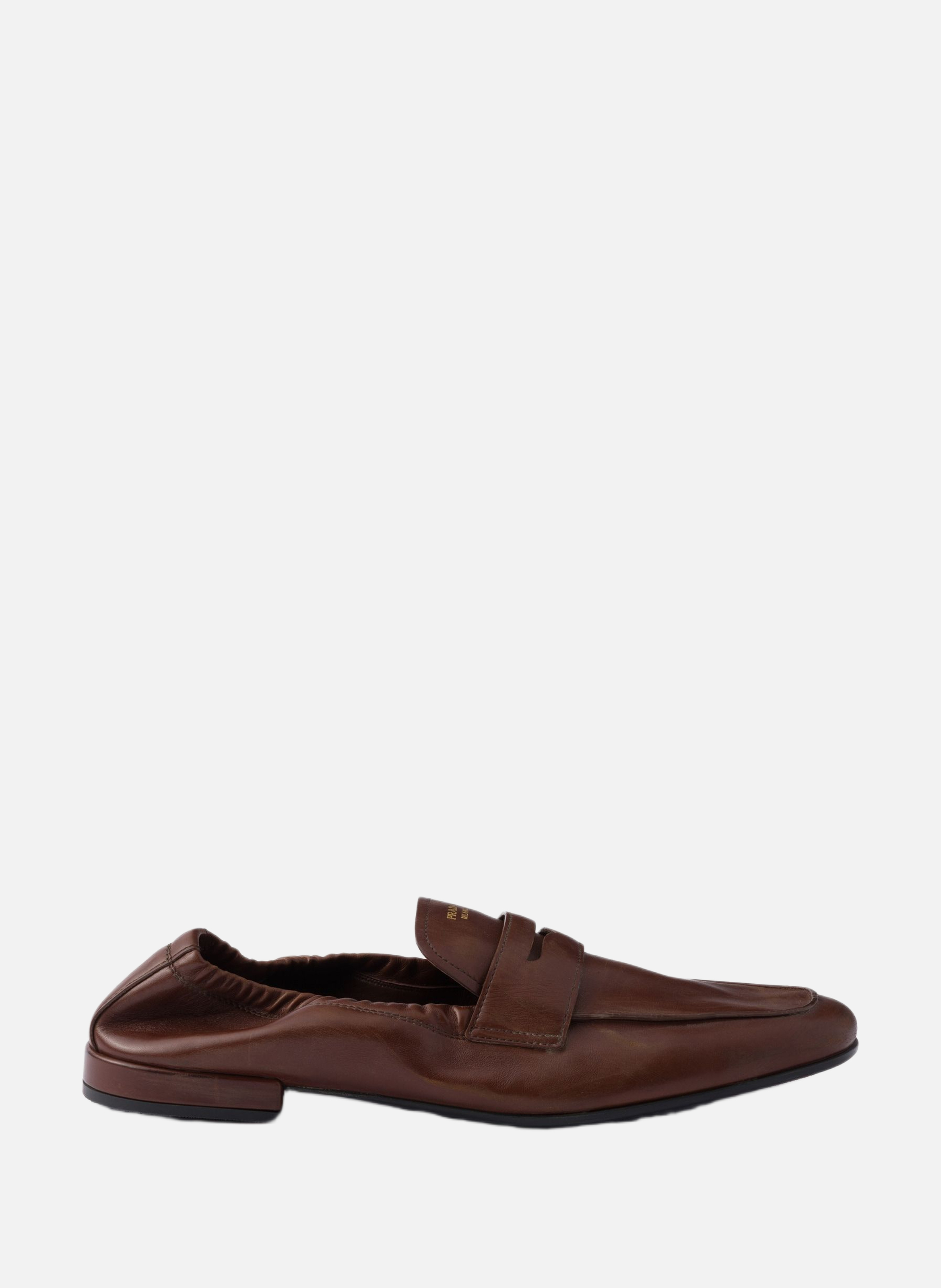 Mocassins shuffle en cuir effet vieilli PRADA Marron