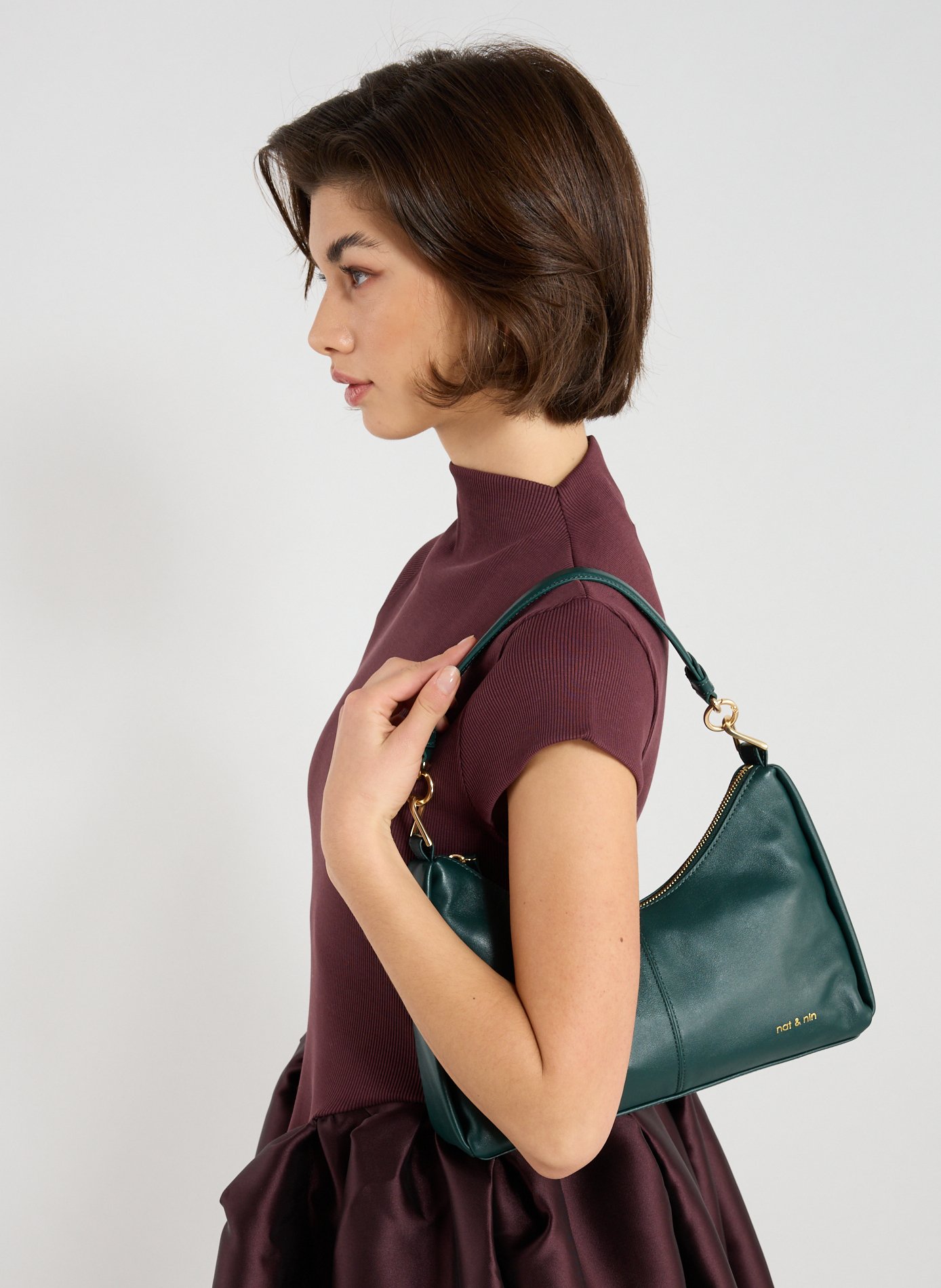 Metallic leather handbag  NAT & NIN Green