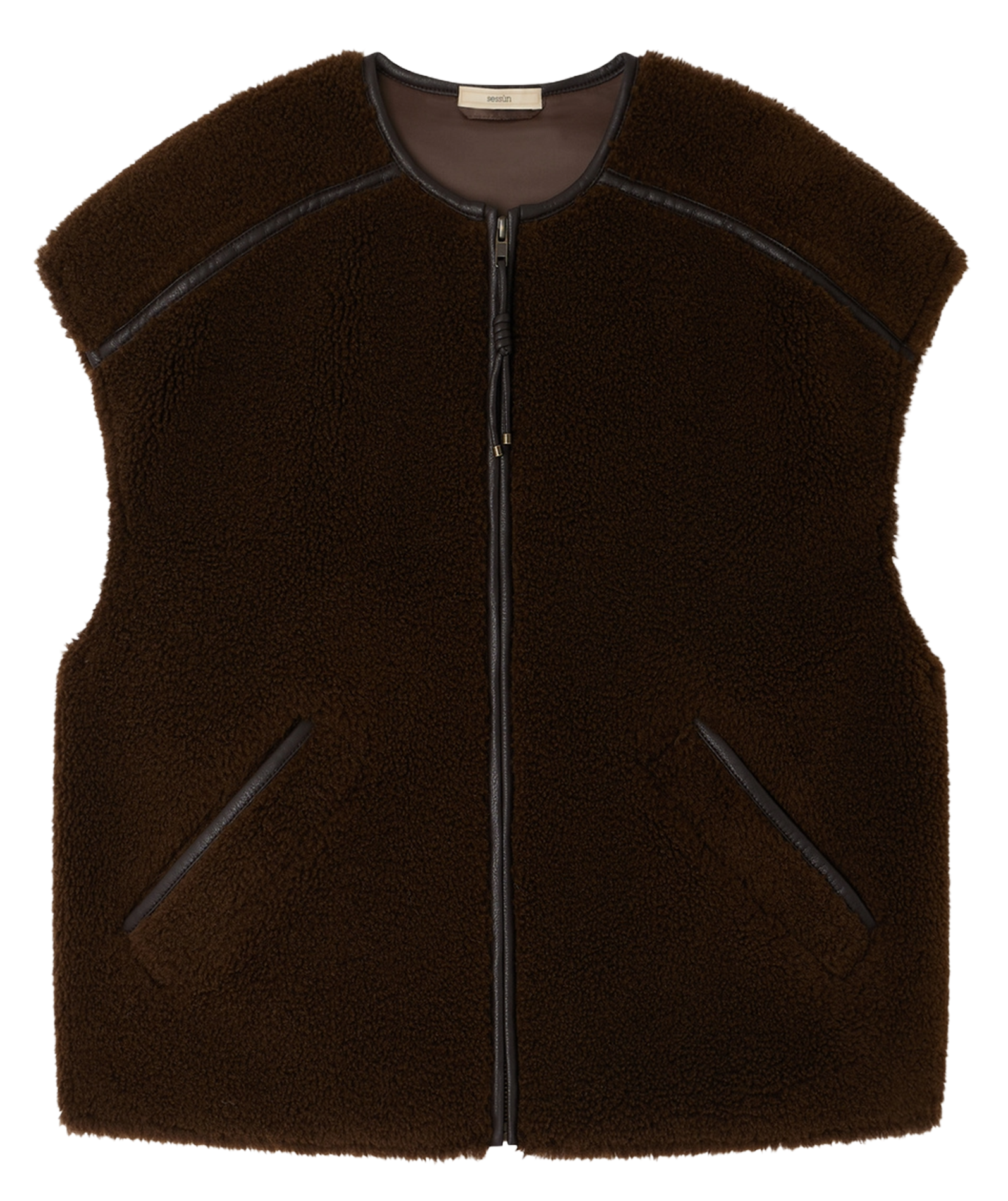 Veste sans manches zippée en fourrure bouclée mounty SESSUN Marron