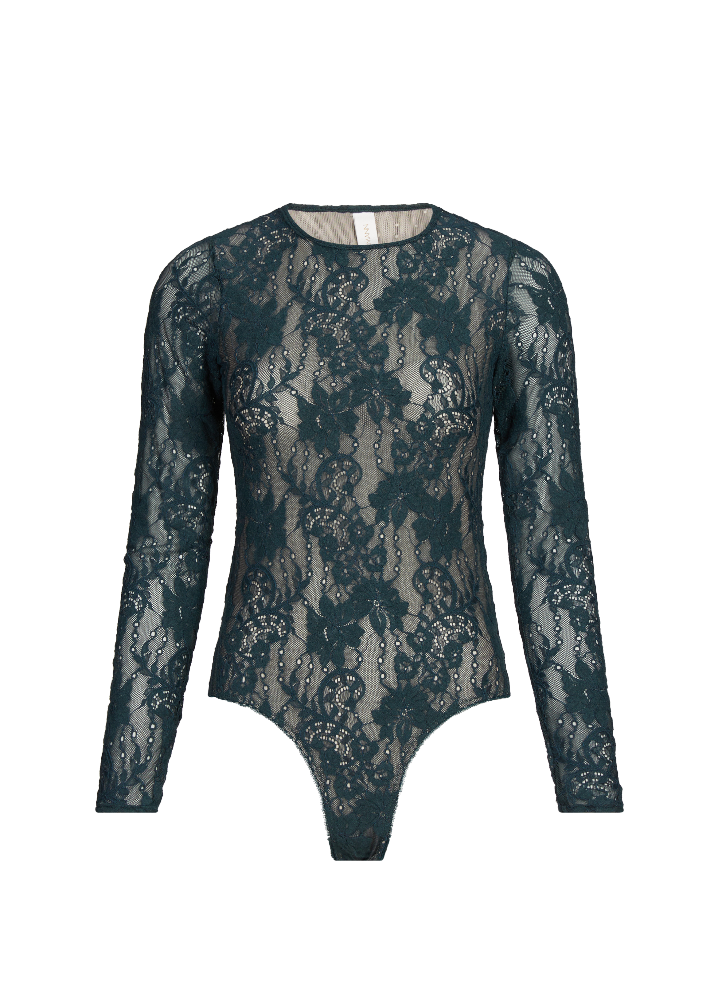 ZIMMERMANN Long-sleeved lace bodysuit Green