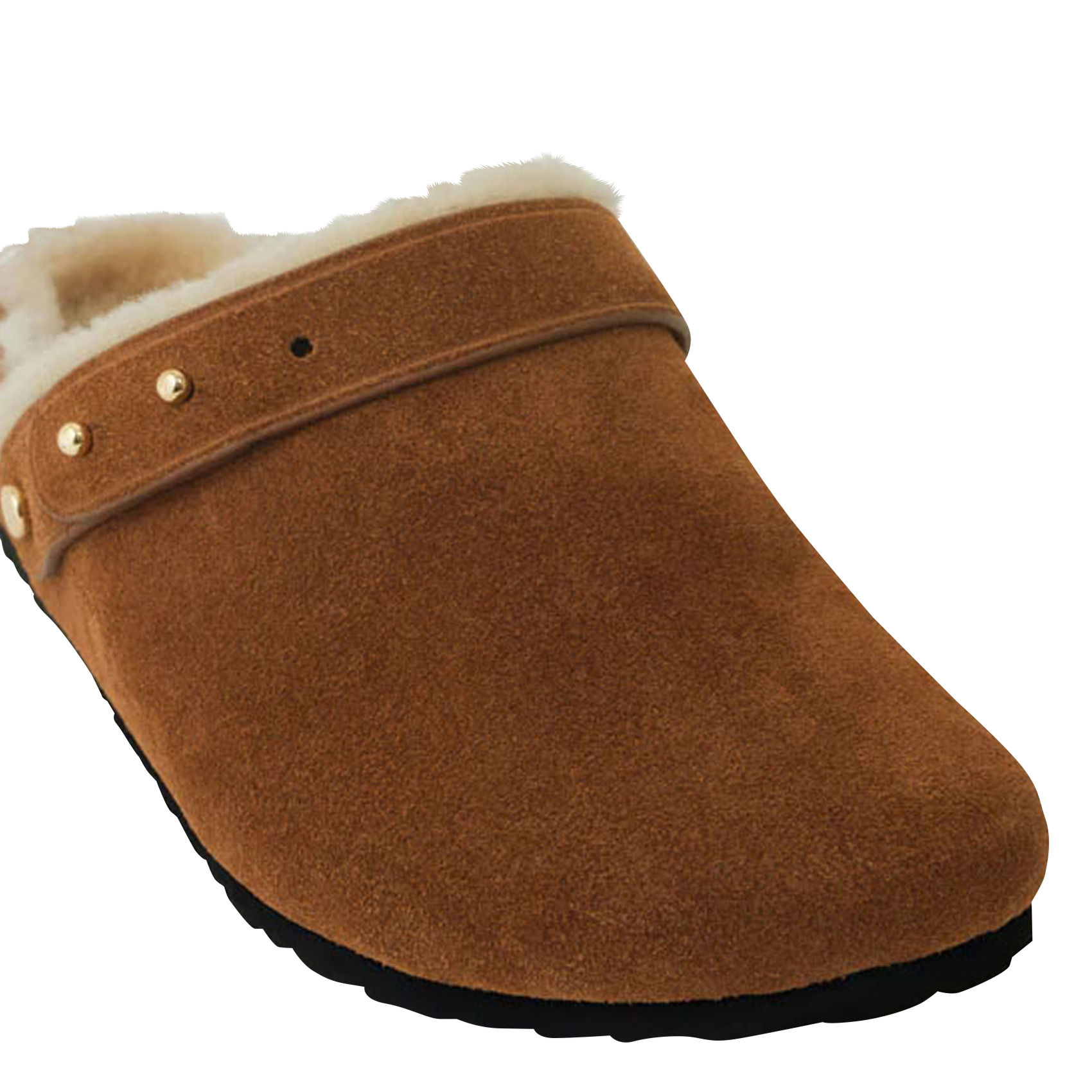 Sabots fourrés en cuir velours sleepy SOEUR Beige