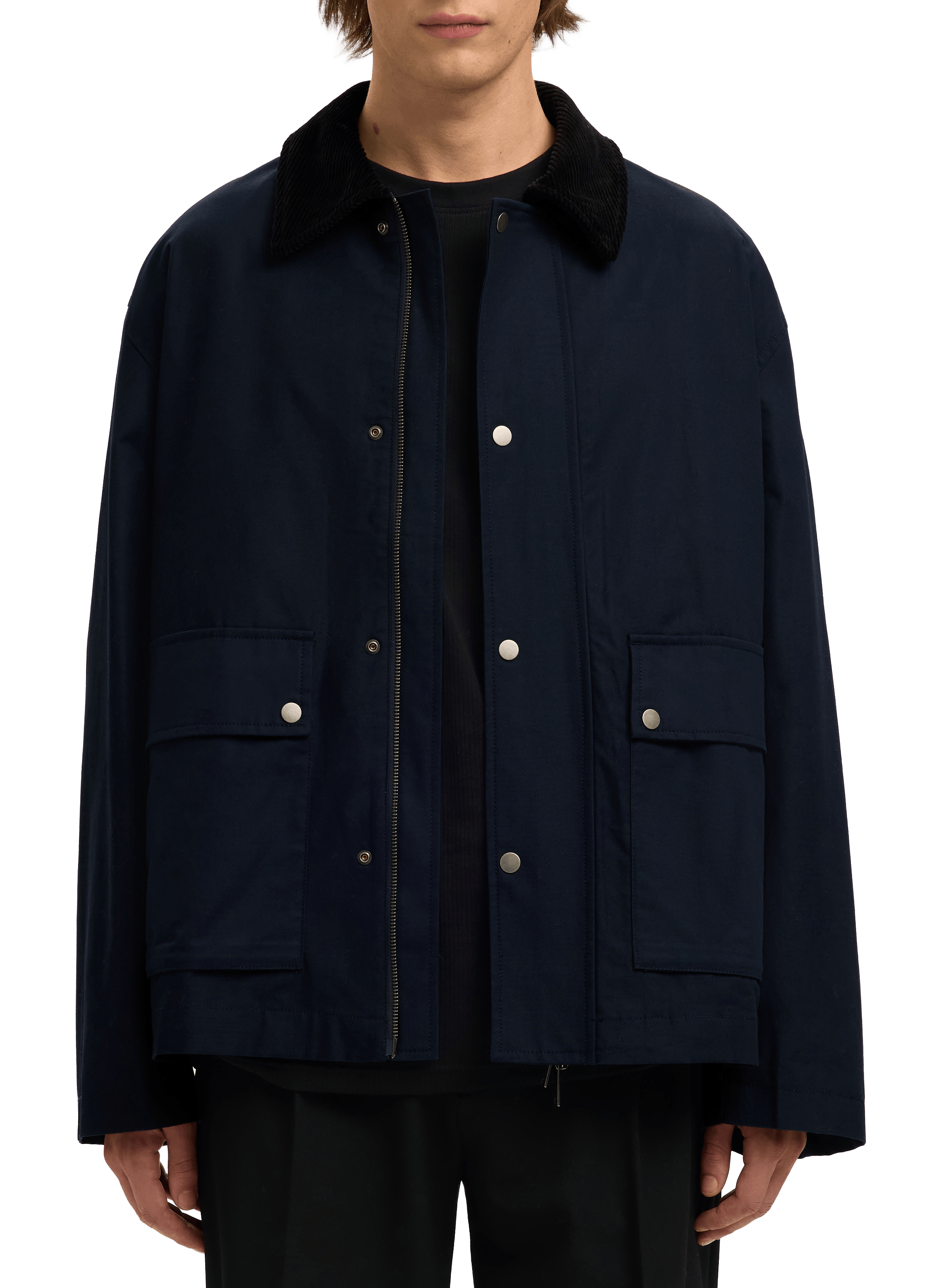 Blouson à col côtelé en coton SELECTED Bleu