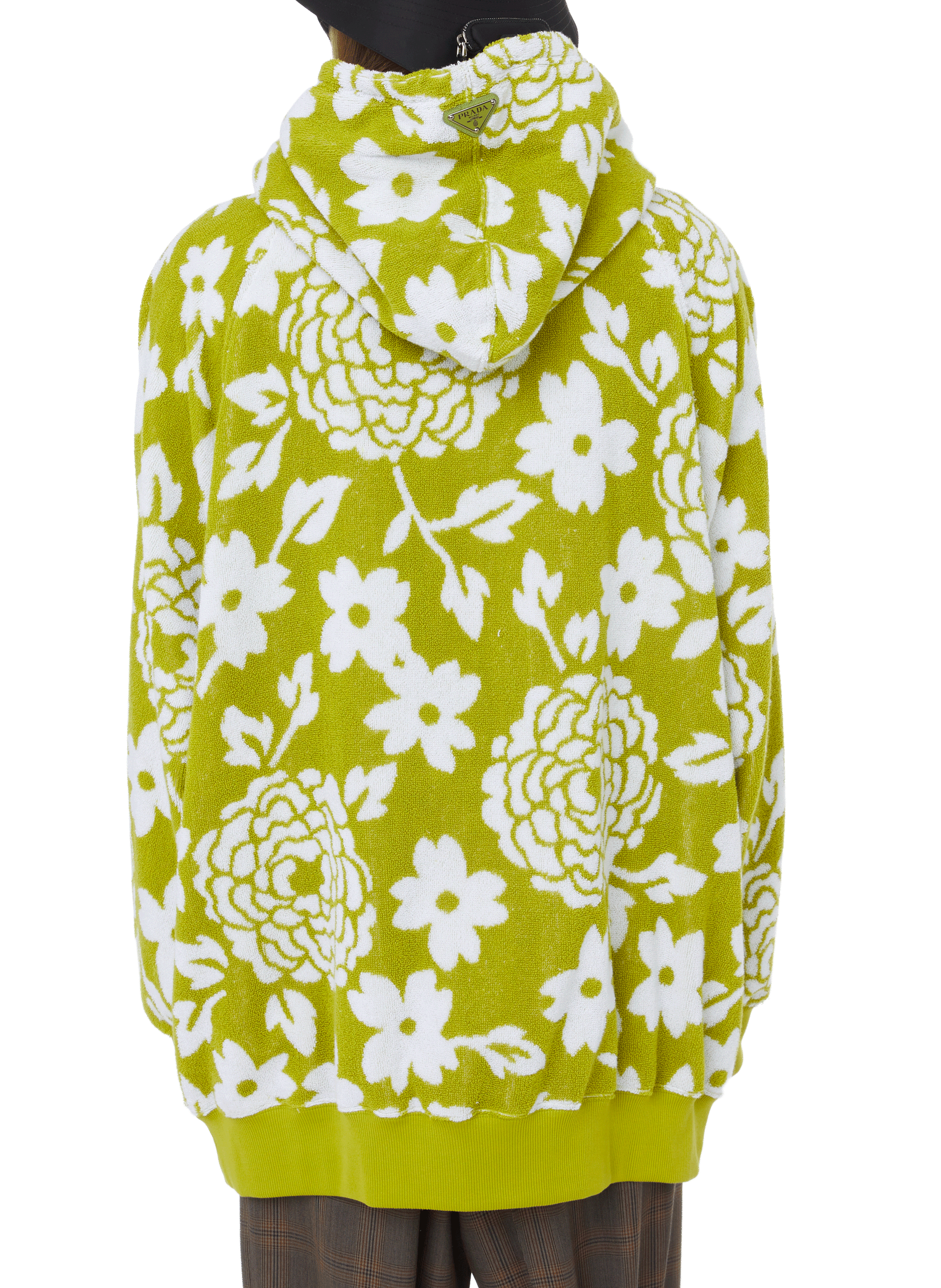 Jacquard towelling hoodie PRADA Green